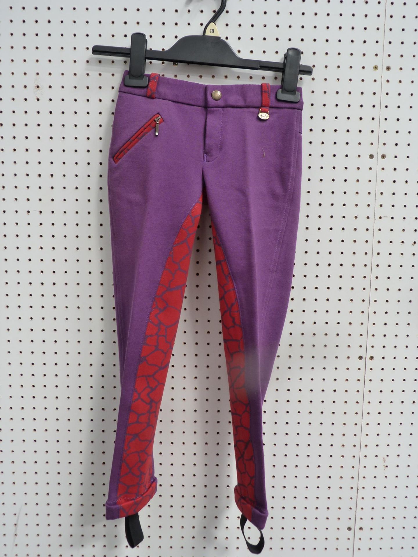 * Nine Pairs of ''Hoof It'' Garments. Two Childs Ascot Junior Hearts Jodhpurs in Pink/Lime size 18 - Image 3 of 6