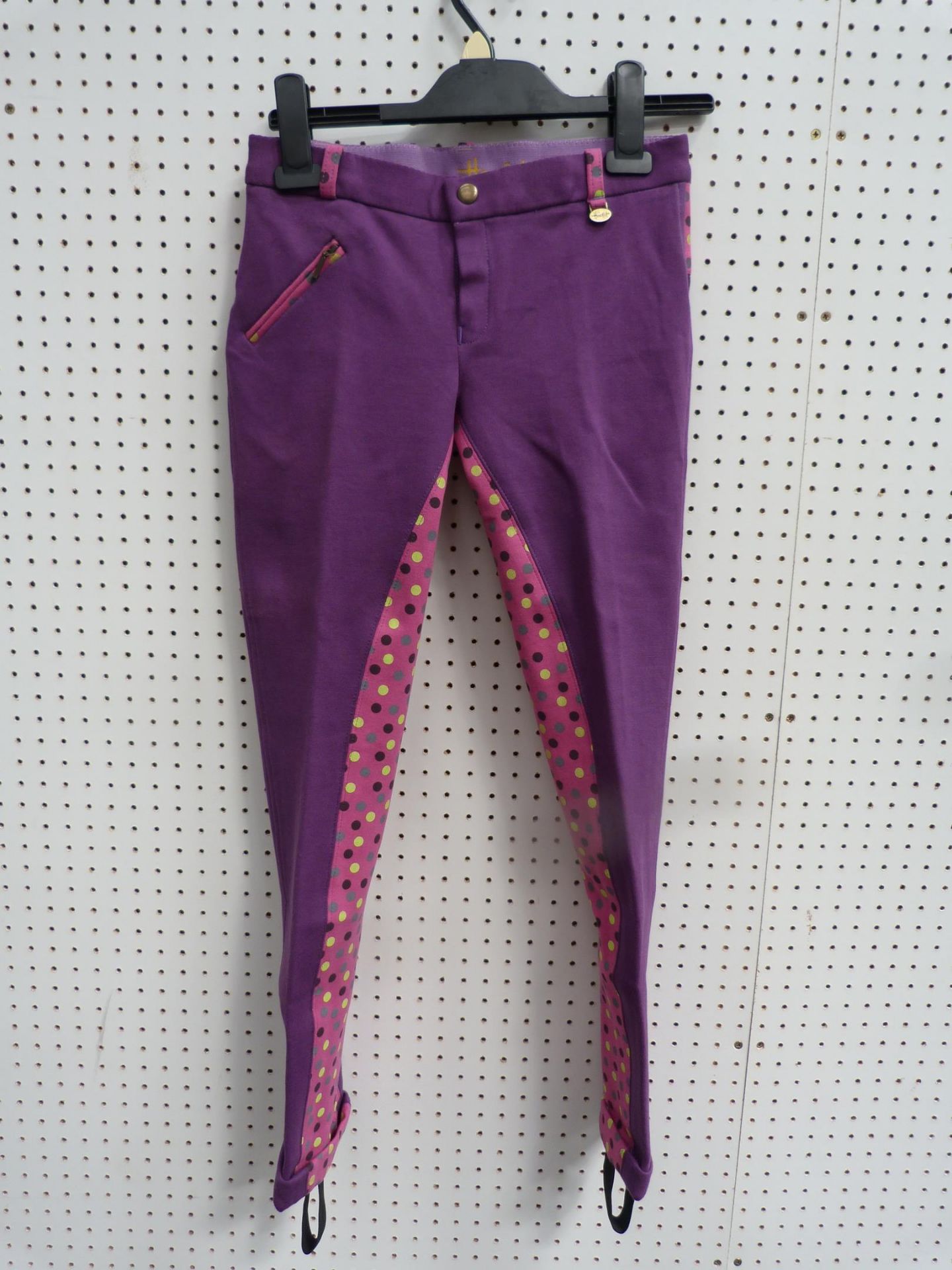 * Nine Pairs of ''Hoof It'' Garments. Two Childs Ascot Junior Hearts Jodhpurs in Pink/Lime size 18 - Image 5 of 6