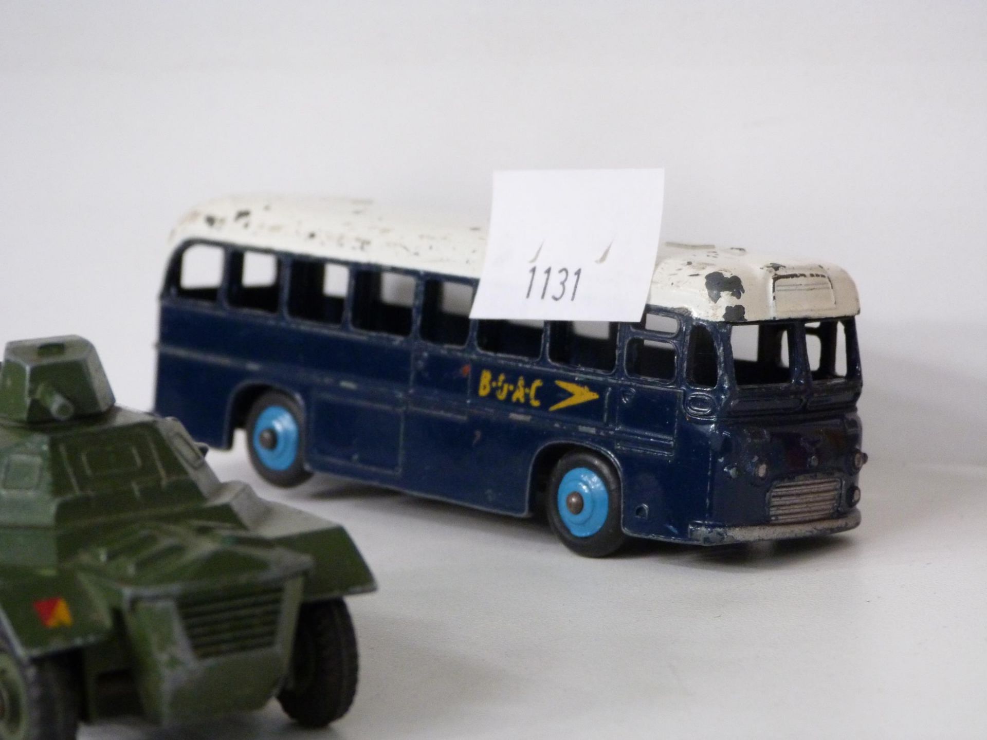 A shelf to feature a selection of Military Dinky Toys, a B.O.A.C Dinky Bus, Plastic Toy Soldiers and - Image 5 of 6