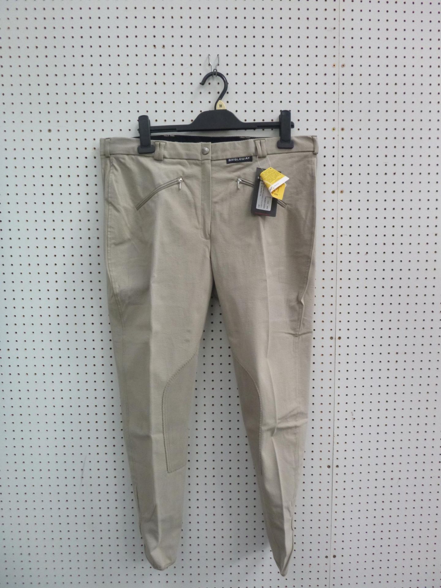 * Two pairs of new Bridleway Ladies Woven Cotton/Nylon Breeches in Stone size 36R RRP £111.90 (2)