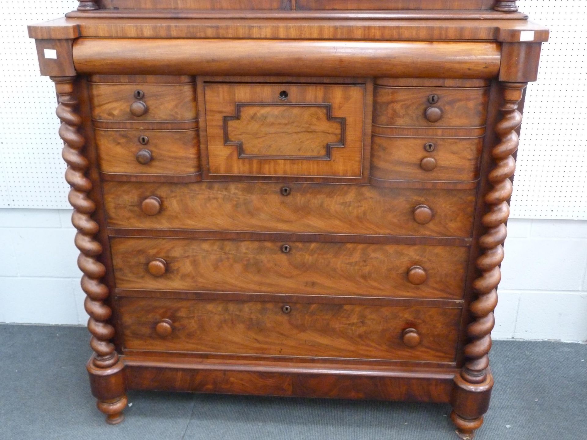 A large and impressive Victorian Mahogany Scottish Ogee Chest and Cabinet. The bookcase top with - Image 2 of 7