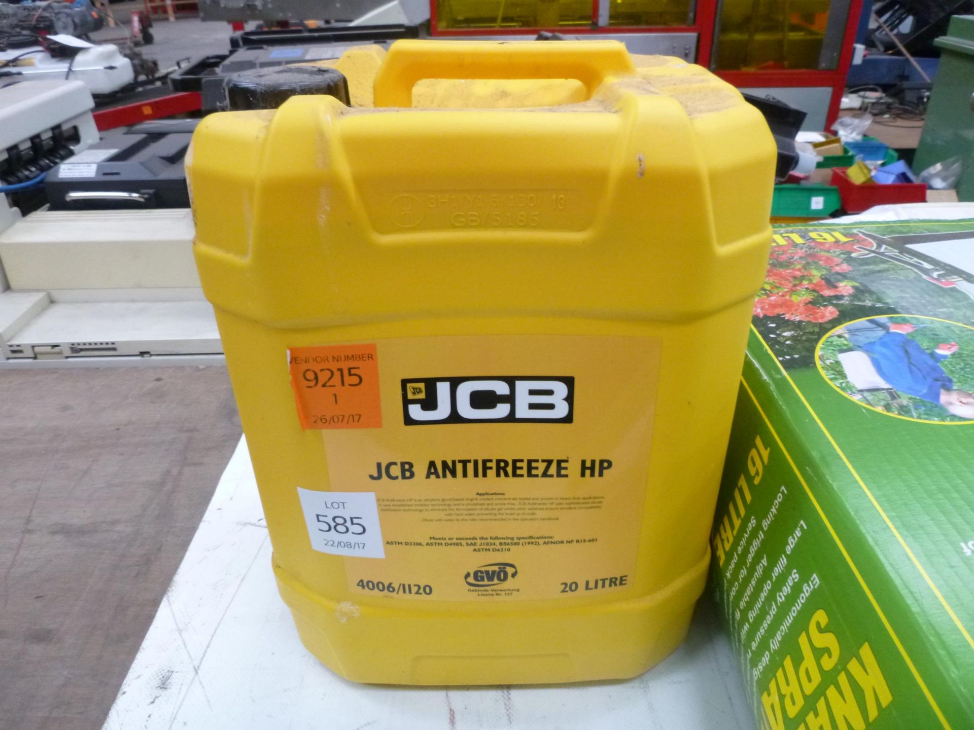 A Full Tub of JCB Anti Freeze HP, 20 litre