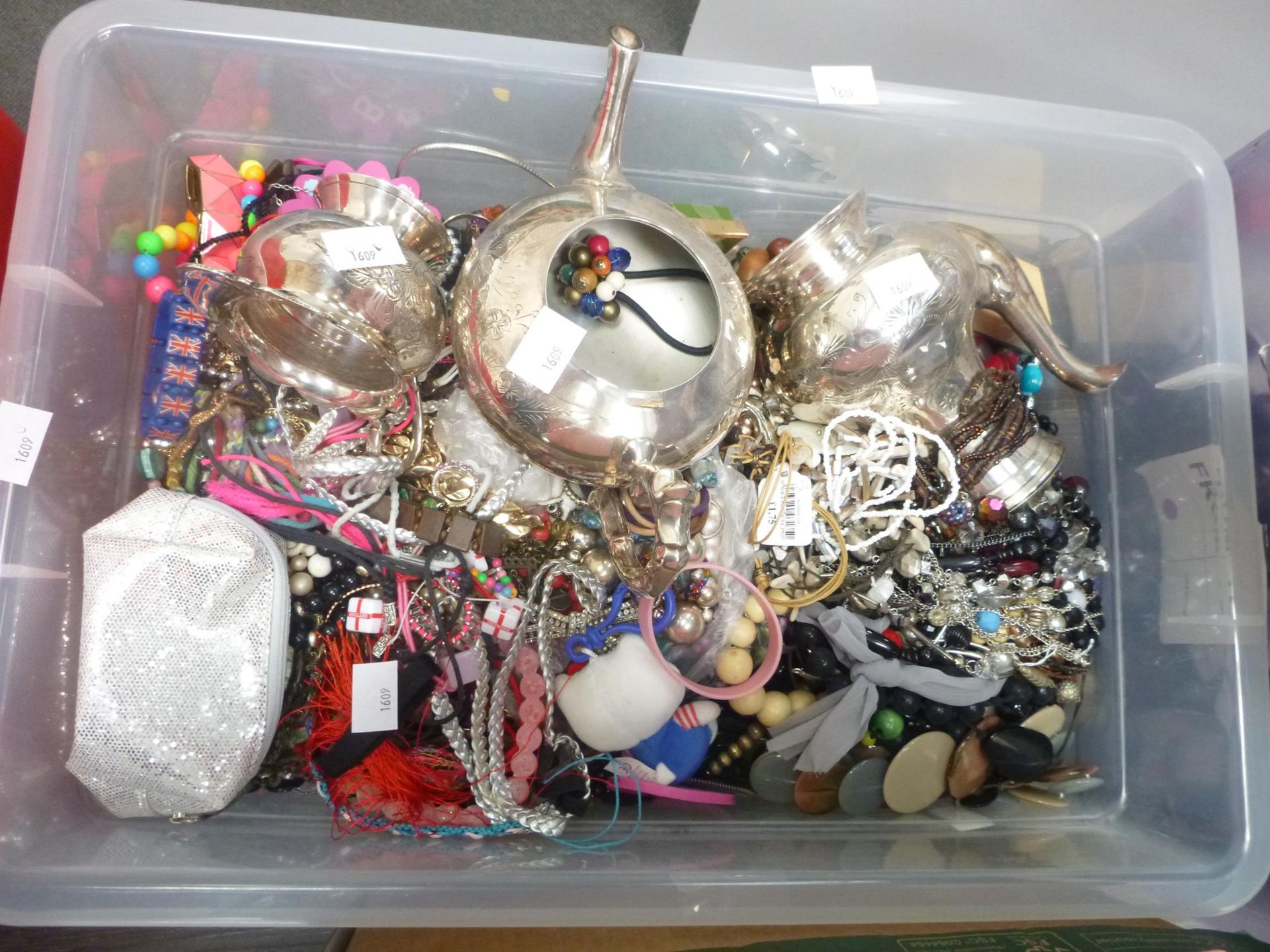 A large qty of Costume Jewellery together with 3 Plated items etc Please note that this lot is