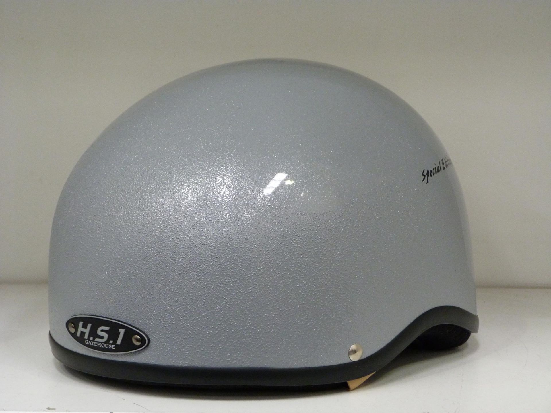 * Helmet: A New Gatehouse HS1 'Special Edition' Jockey Skull 4 (61cm) Silver BS EN 1384: 2012 with