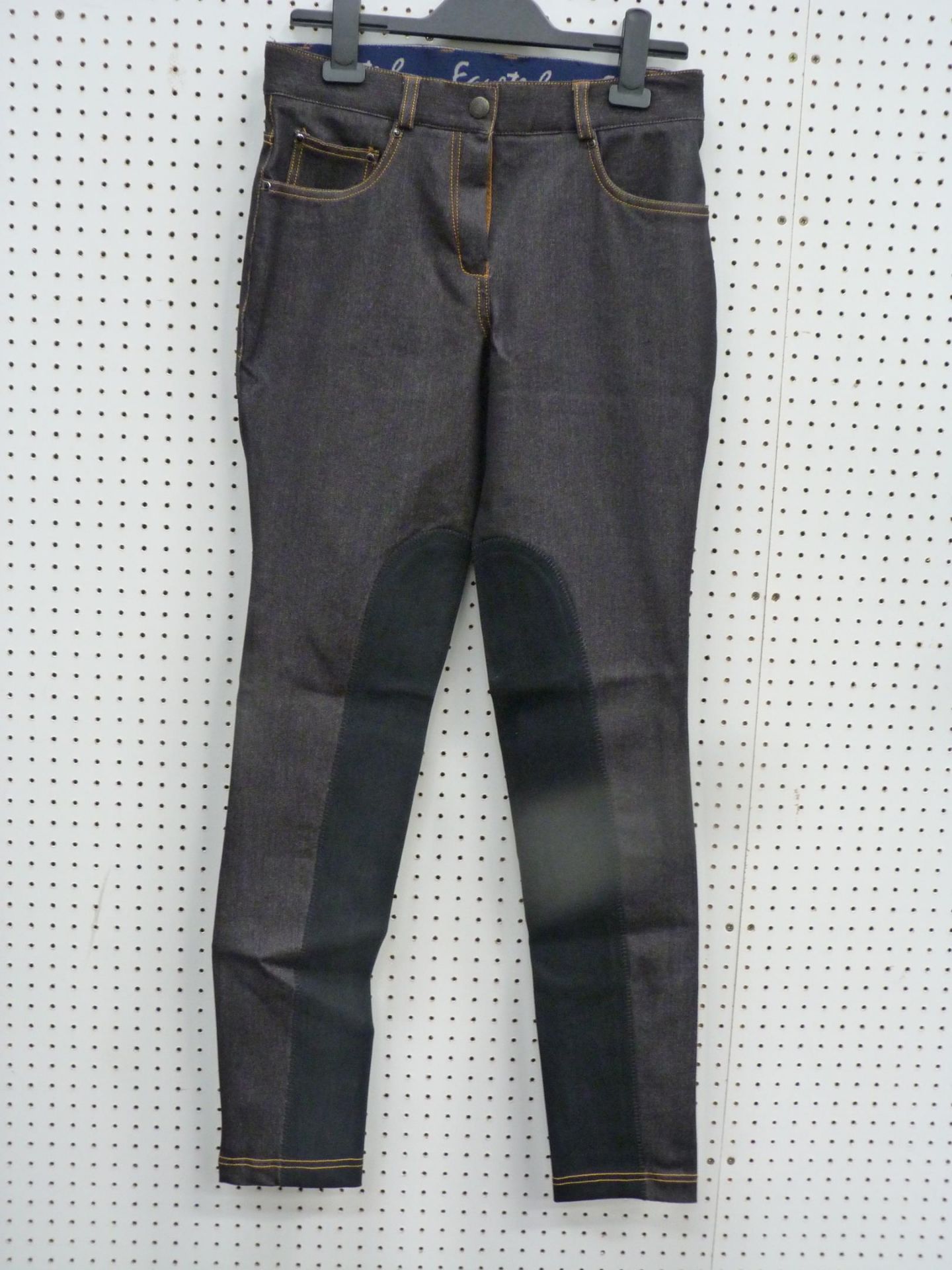 * Two Pairs of New Equatech Skinny Riding Jeans in Black Denim. One Pair size 8 long the other 16