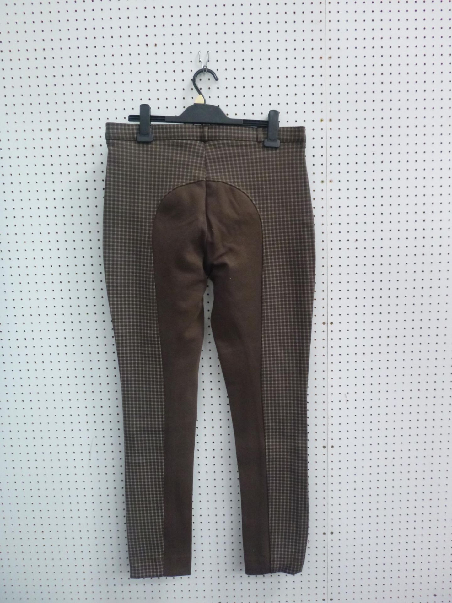 * Two pairs of New Bridleway Ladies Jodhpurs. A ladies Cotton Knitted Checks size 36 in Brown/ - Image 4 of 4