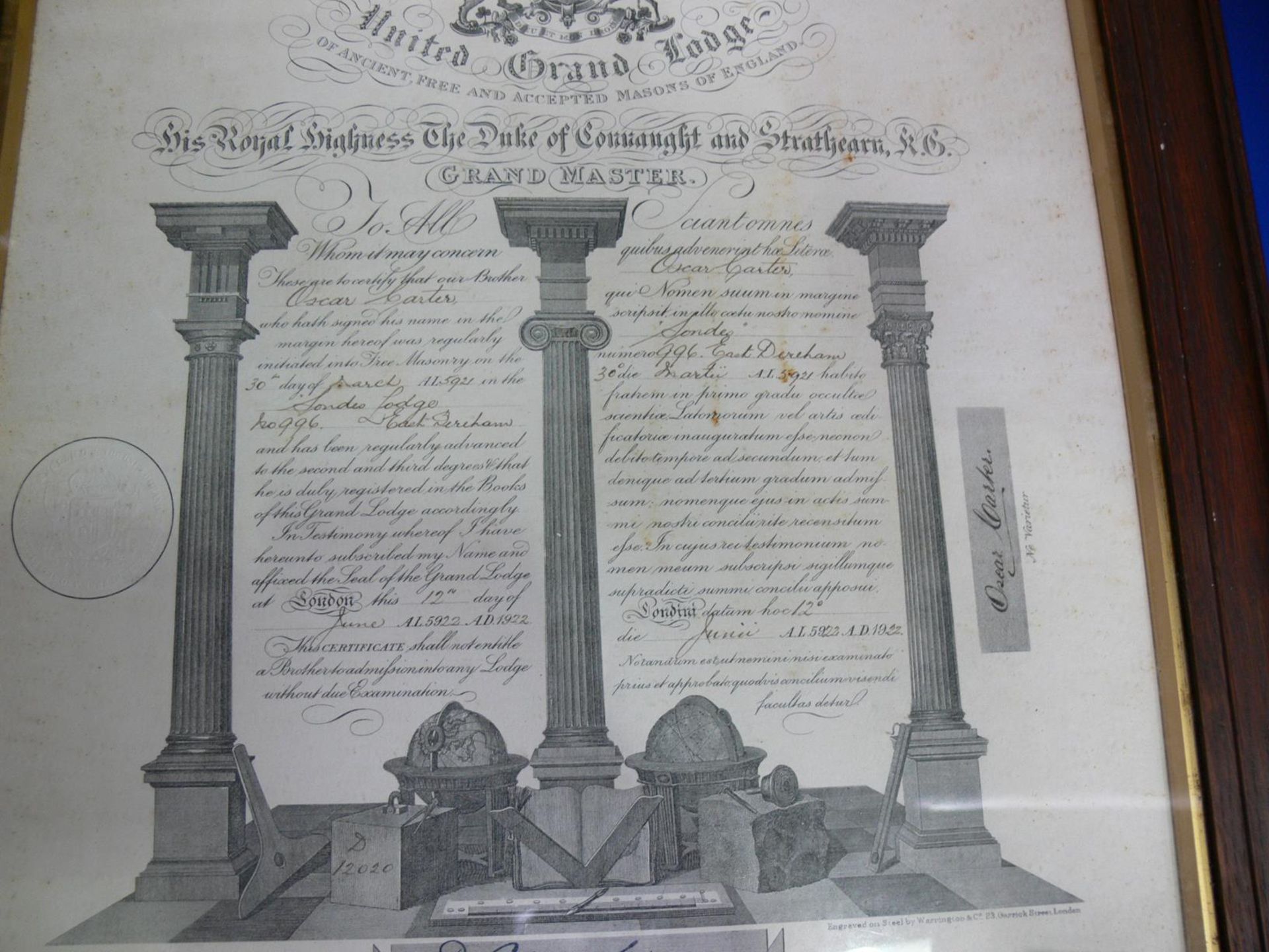 A Large (Grand Lodge) size Masonic Regalia case, together with a Master Mason's Apron, White - Bild 4 aus 7