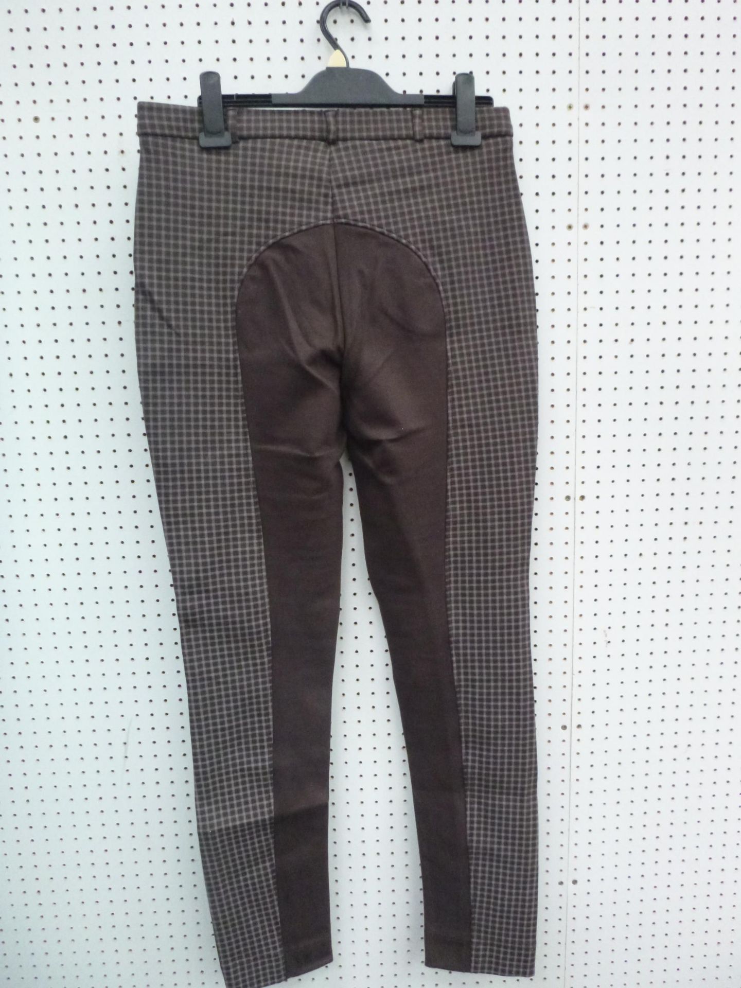 * Two pairs of New Bridleway Ladies Cotton Knitted Checks Jodhpurs in Brown/Brown size 34 RRP £69.90 - Image 2 of 2