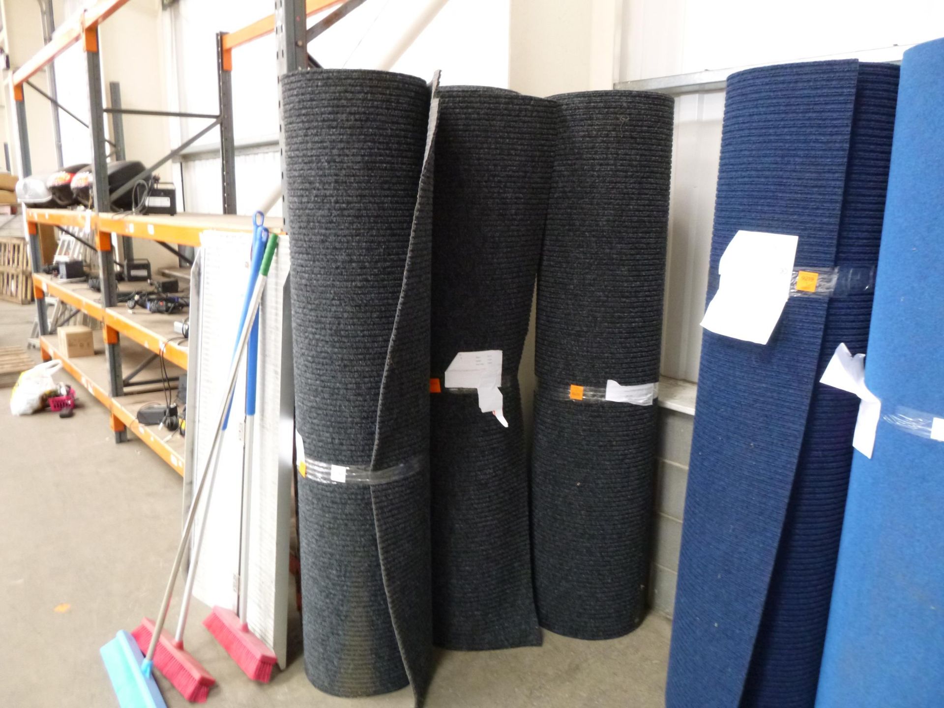 3 x Black Ribbed Industrial Carpets, Buyer to Remove