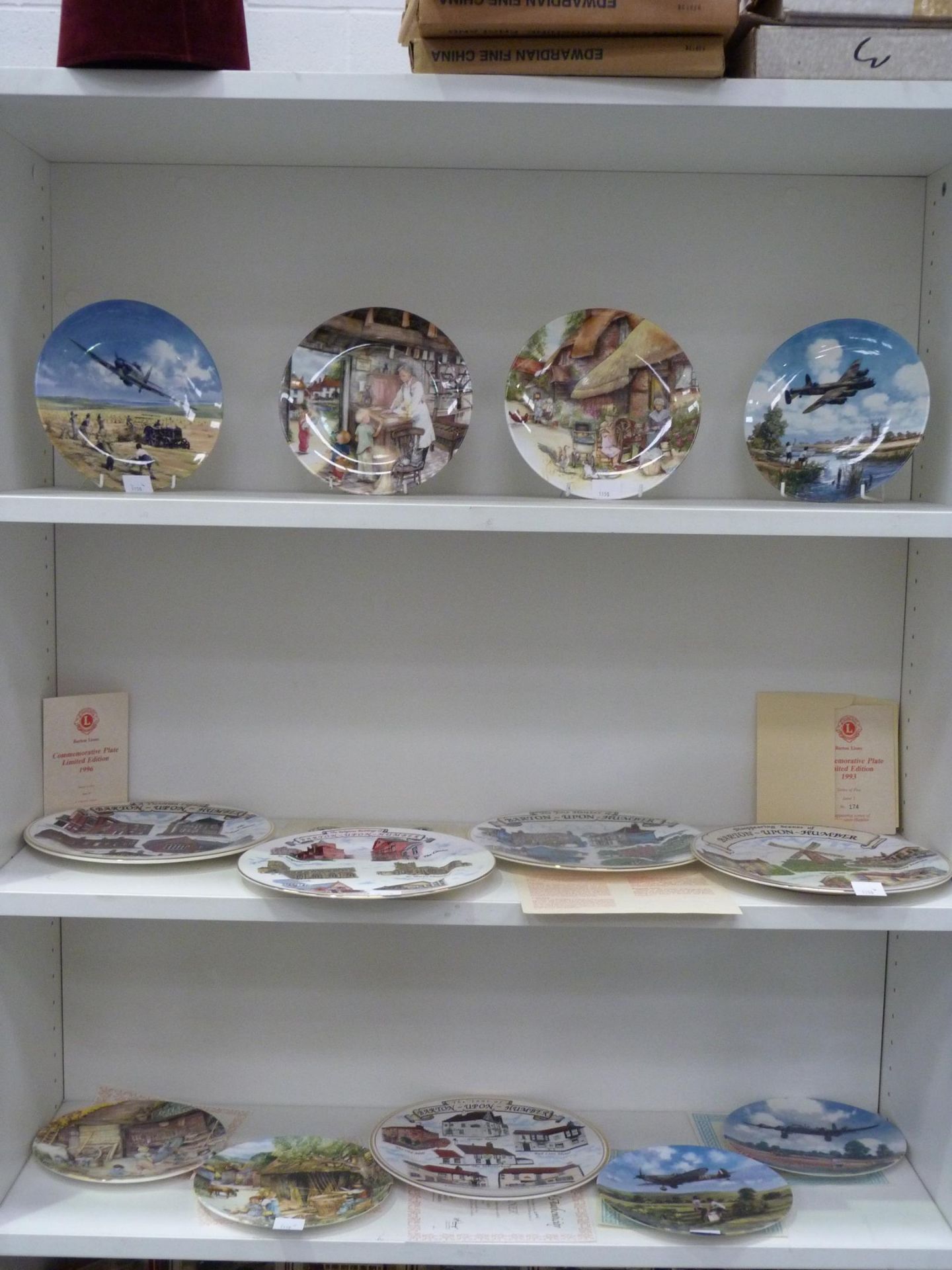 Three shelves to contain a selection of Royal Doulton & Edwardian Display Plates to include 'Old