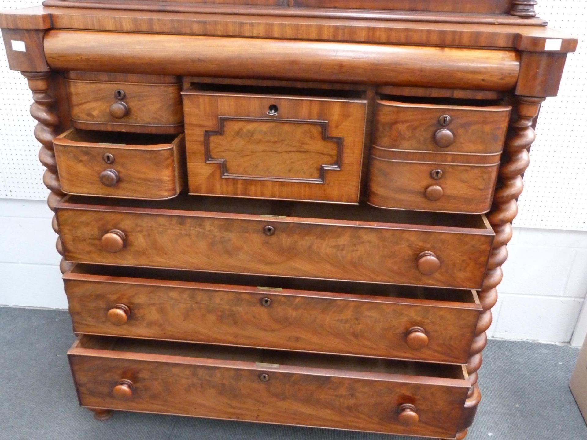 A large and impressive Victorian Mahogany Scottish Ogee Chest and Cabinet. The bookcase top with - Image 4 of 7