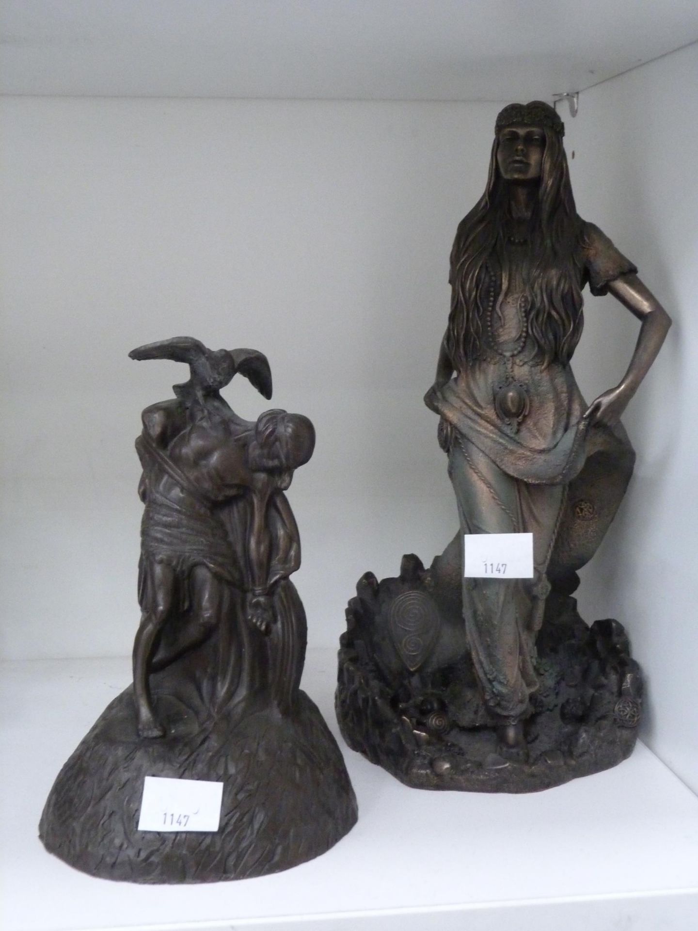Two Bronze Effect Resin Figurines to include 'Spirit of the Dance' & Cuchulainn Figurines (32cm &