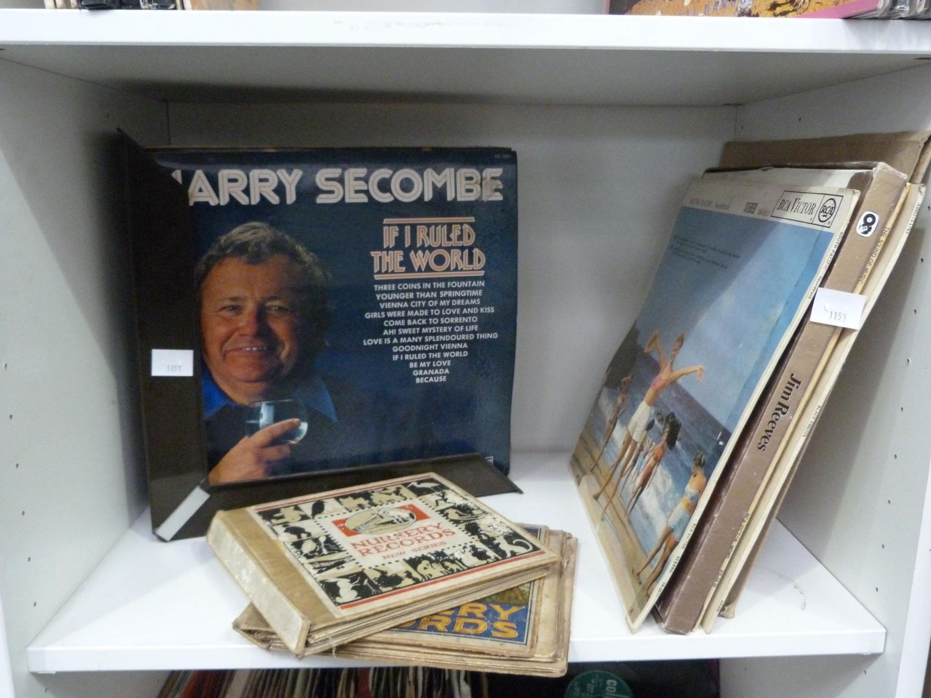 Two shelves to contain an assortment of Vinyl Records to include Jim Reeves, The Sound of Music,