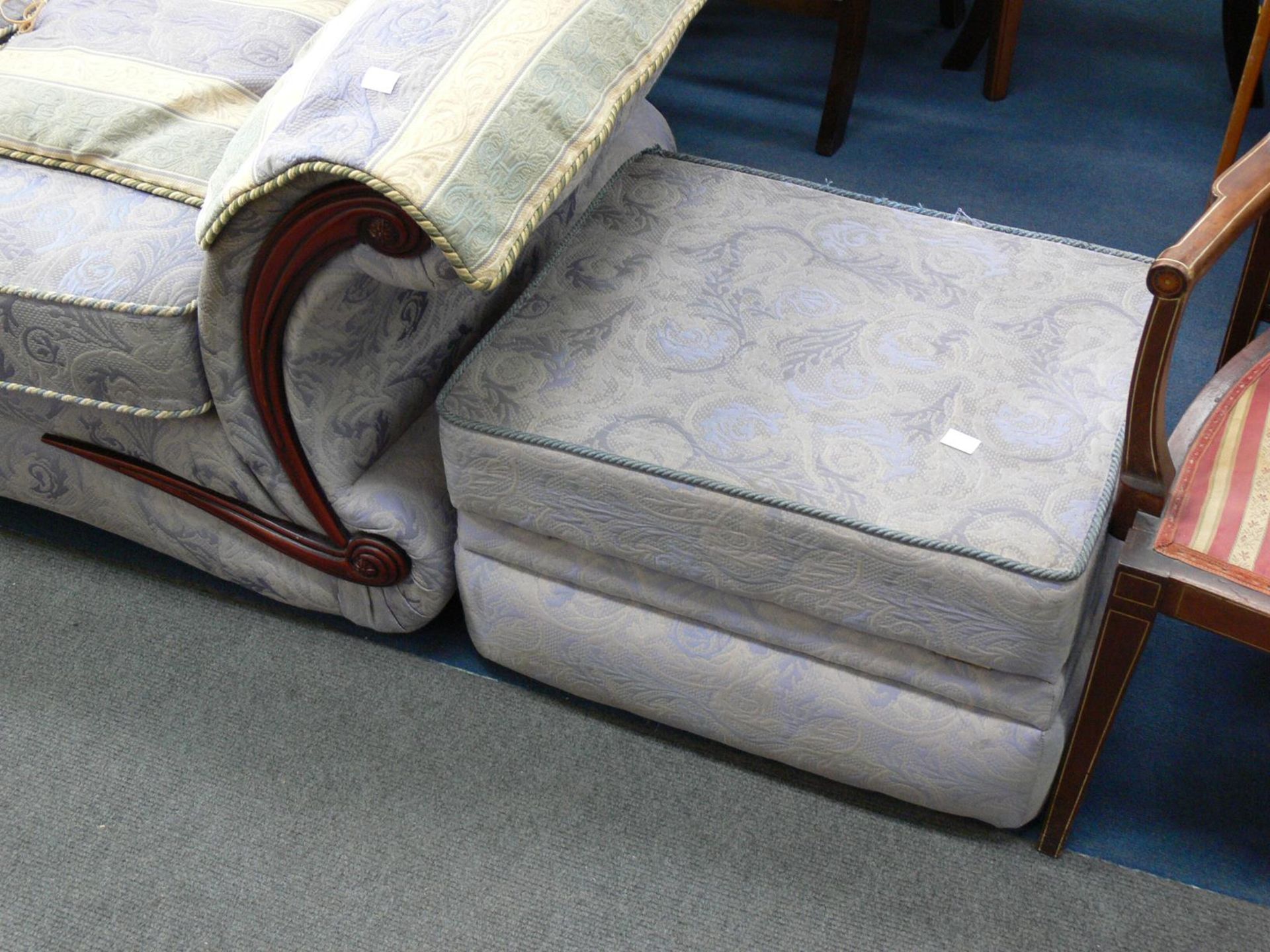 A Pale Blue Two Seat Settee with matching Pouffee (2) (est £20-£40) - Image 2 of 2