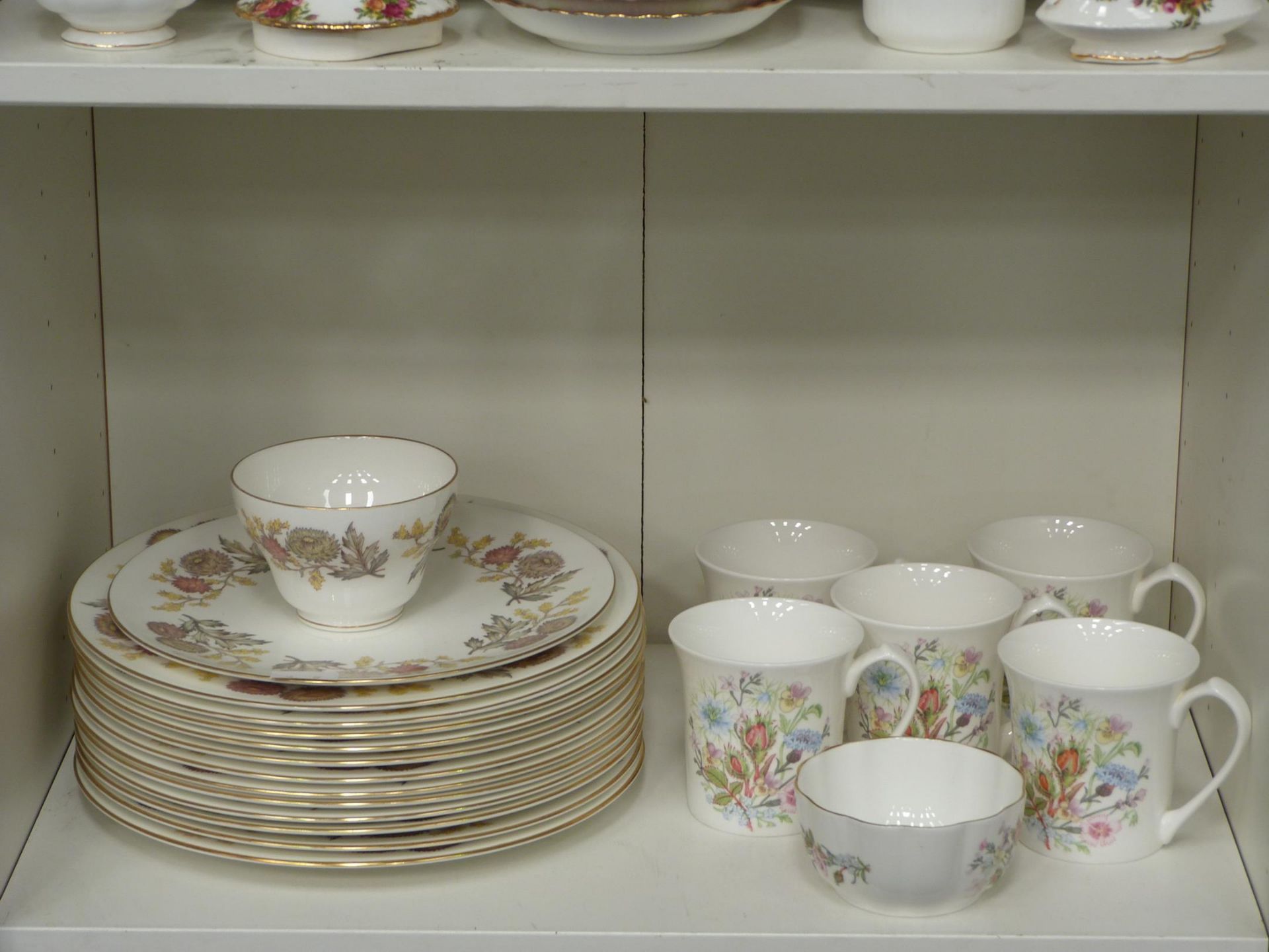 Four shelves to contain an incomplete Royal Albert 'Old Country Roses' Tea Service (20+) Aynsley ' - Image 2 of 4