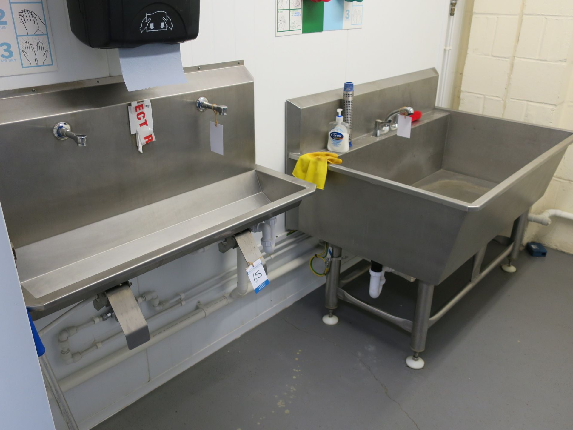 * Stainless Steel Deep Bound Sink with Lever Operated Taps and a Stainless Steel Knee Operated