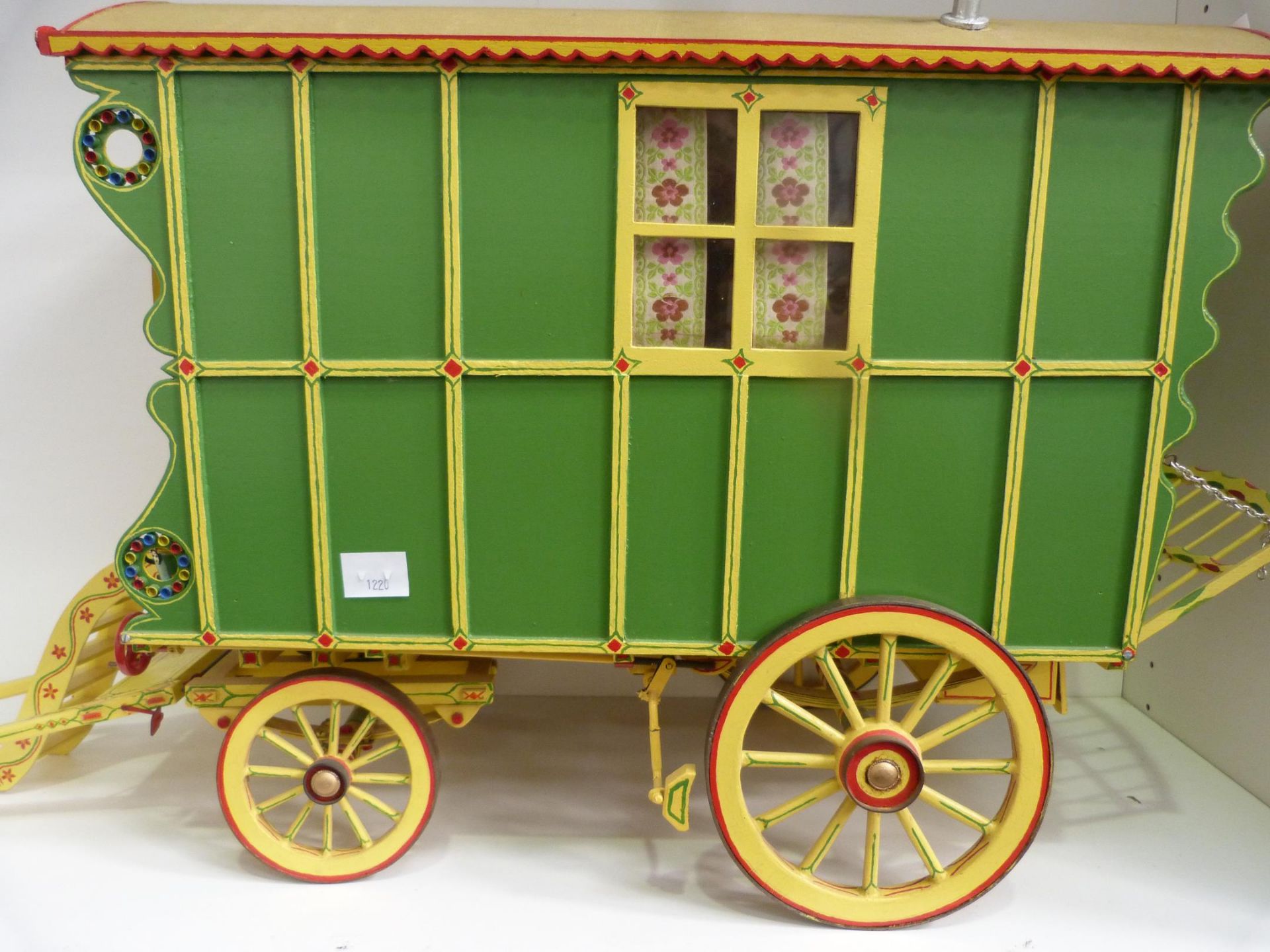 A Large Scratch Built four wheeled Gypsy Caravan, Fitted out and decorated (H42cm, W30cm, L79cm) ( - Image 3 of 11