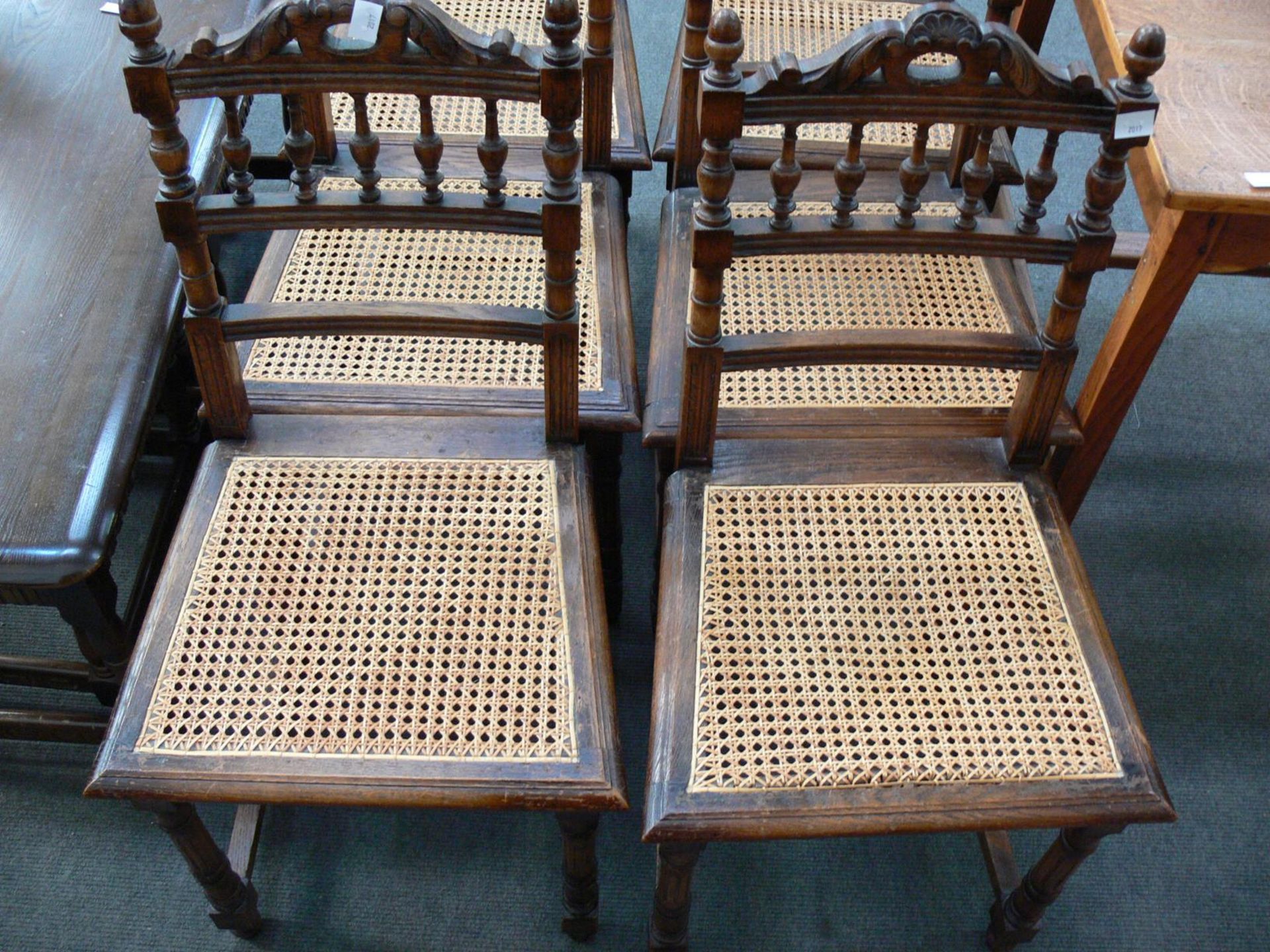 A set of Six French Oak Chairs which are reproduction in the style of Henry IV (6) (Est. £40 - £60