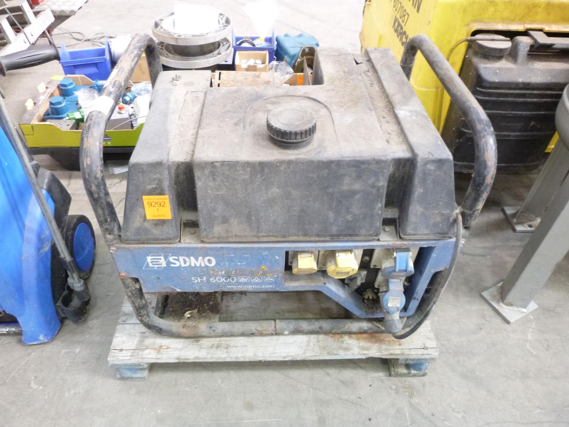 An SDMO SH 6000 Diesel 110V/240V Generator. Please note there is a £10 plus Vat lift out fee on this