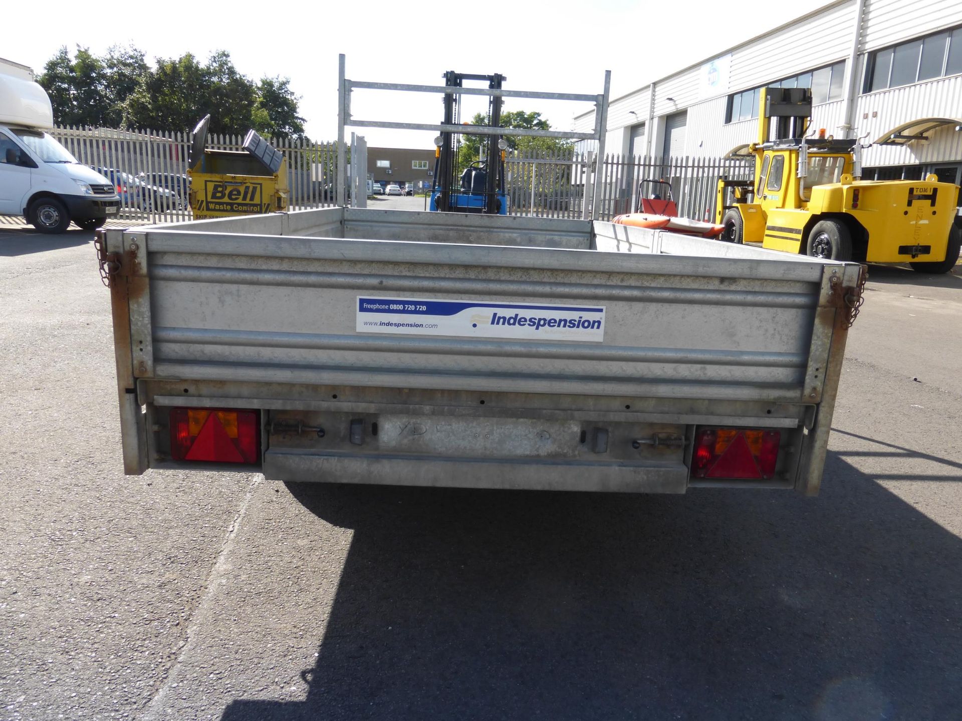 Indespension FB26 Galvanised Twin Axle Drop Side Plant Trailer, S/N: 076974A, GWT 2600Kg, 3m x 1.68m - Image 6 of 8