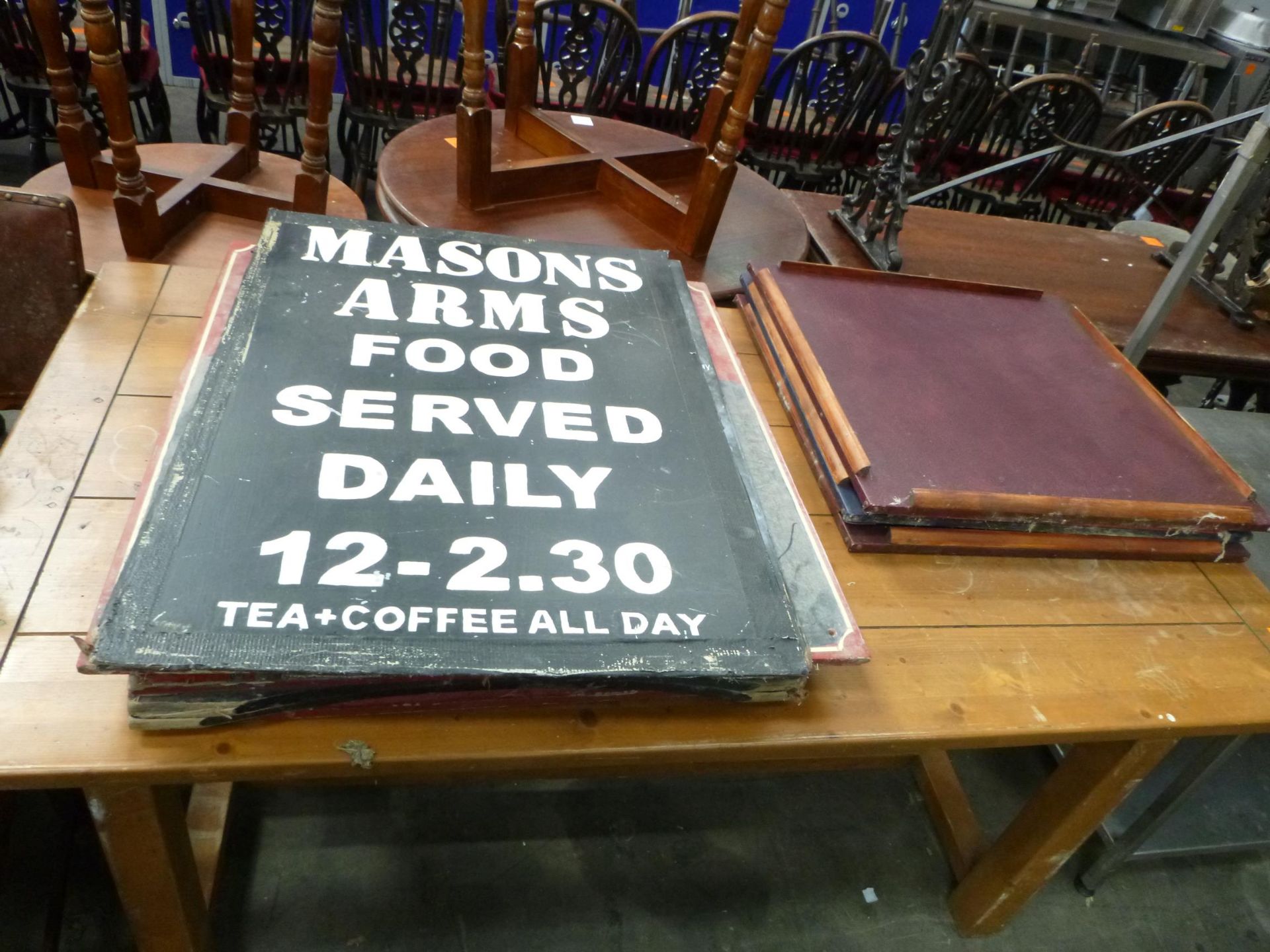 A Pub/Cafe Table together with various Pub Signage. - Image 2 of 2