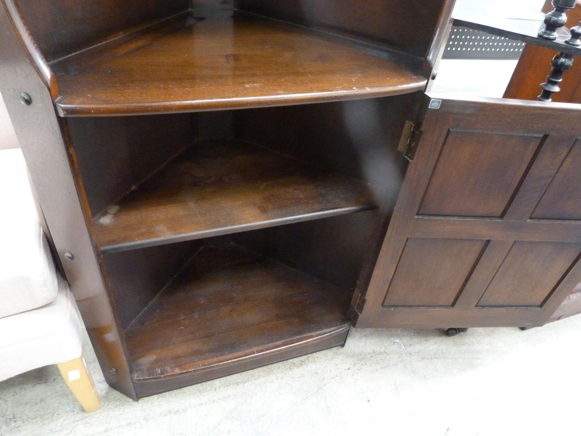 An Ercol Corner Cupboard Old Colonial Corner Unit Display Cupboard (H184cm, W72cm, D46cm) along with - Image 4 of 5