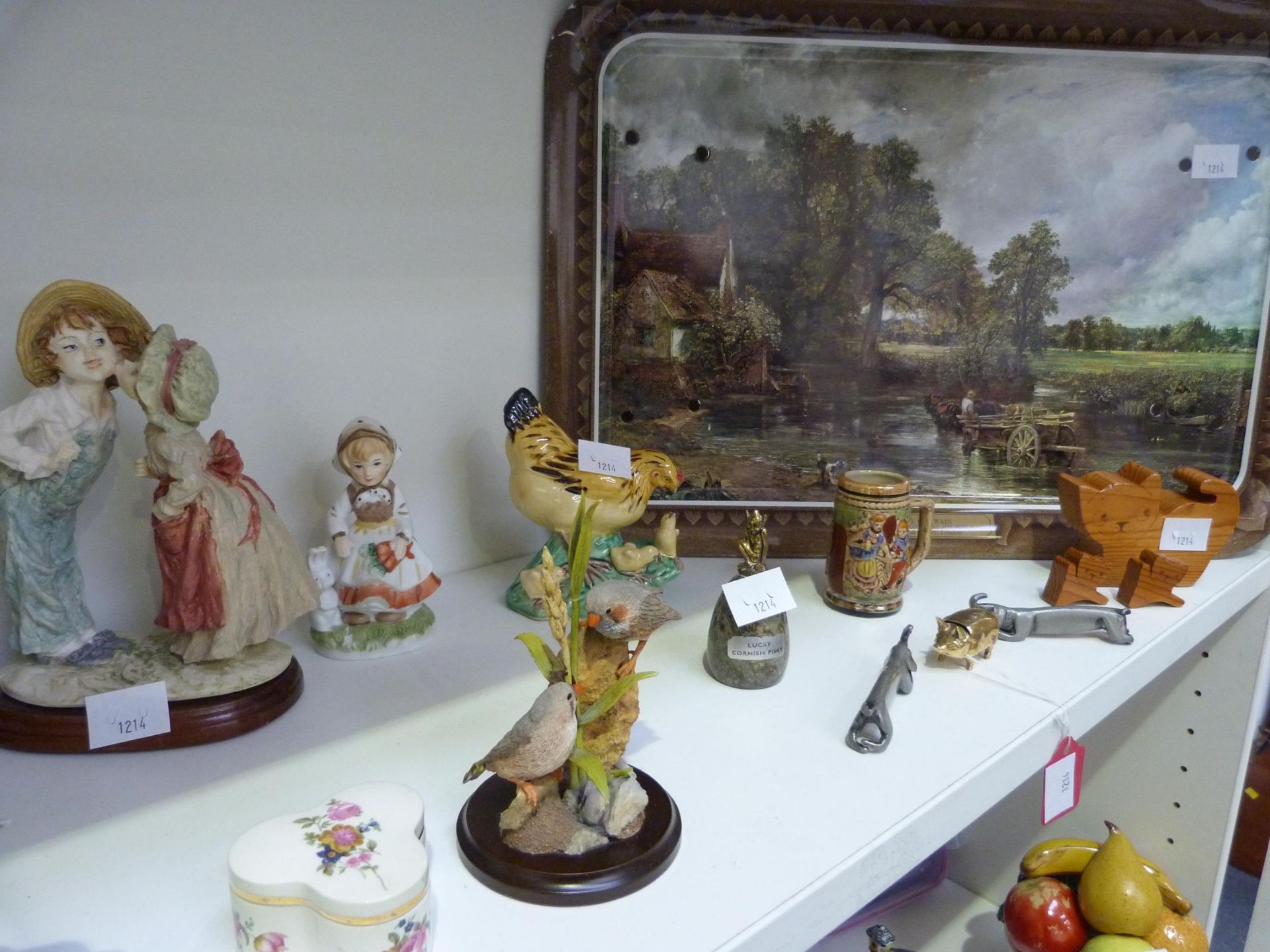 Three shelves of collectable items to include:- Metal Tea Tray Depicting Constable's 'The Hay Wain', - Image 3 of 7