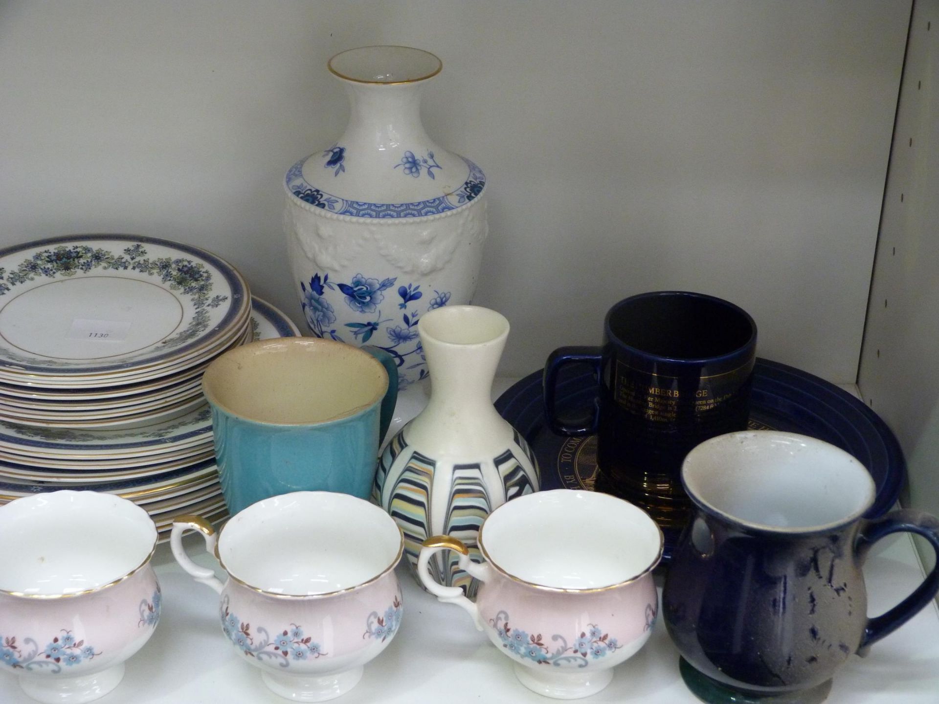Three shelves to contain a selection of Blue & White Tableware/Ornaments to include Royal Doulton ' - Image 3 of 5