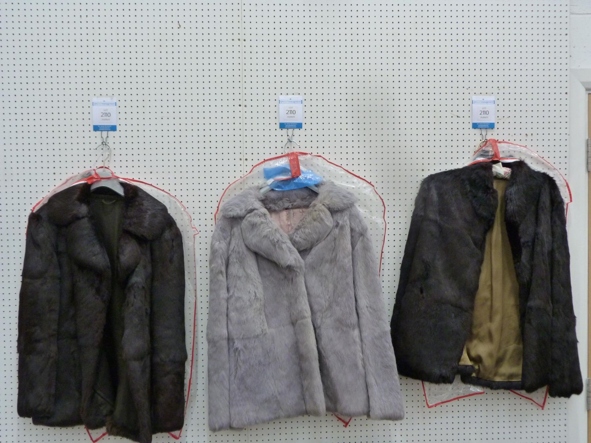 Three Ladies Fur Jackets - Two Rabbit Fur (?) and the Third is Labelled as Real Coney Fur. One Label