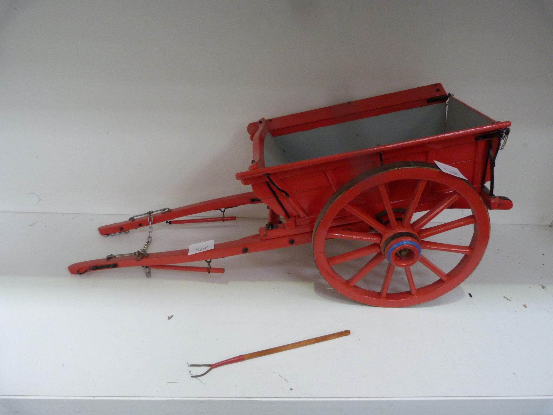 A Scratch Built Cart (H19cm, W23cm, L51cm) with Pitch Fork (est £20-£40)