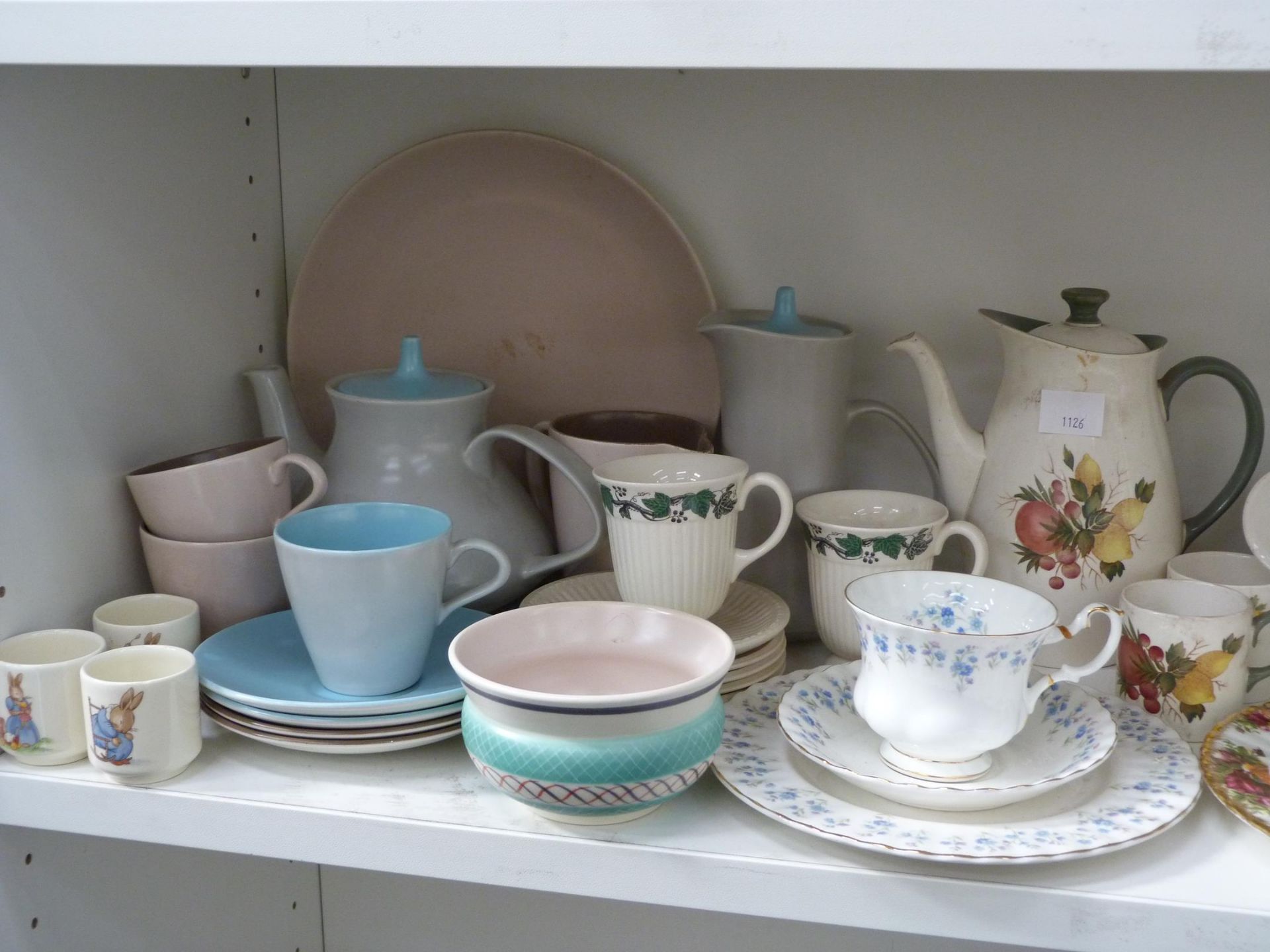 Two shelves to contain an assortment of ceramic tableware to include Poole, Shelley, Royal Albert ' - Image 2 of 5