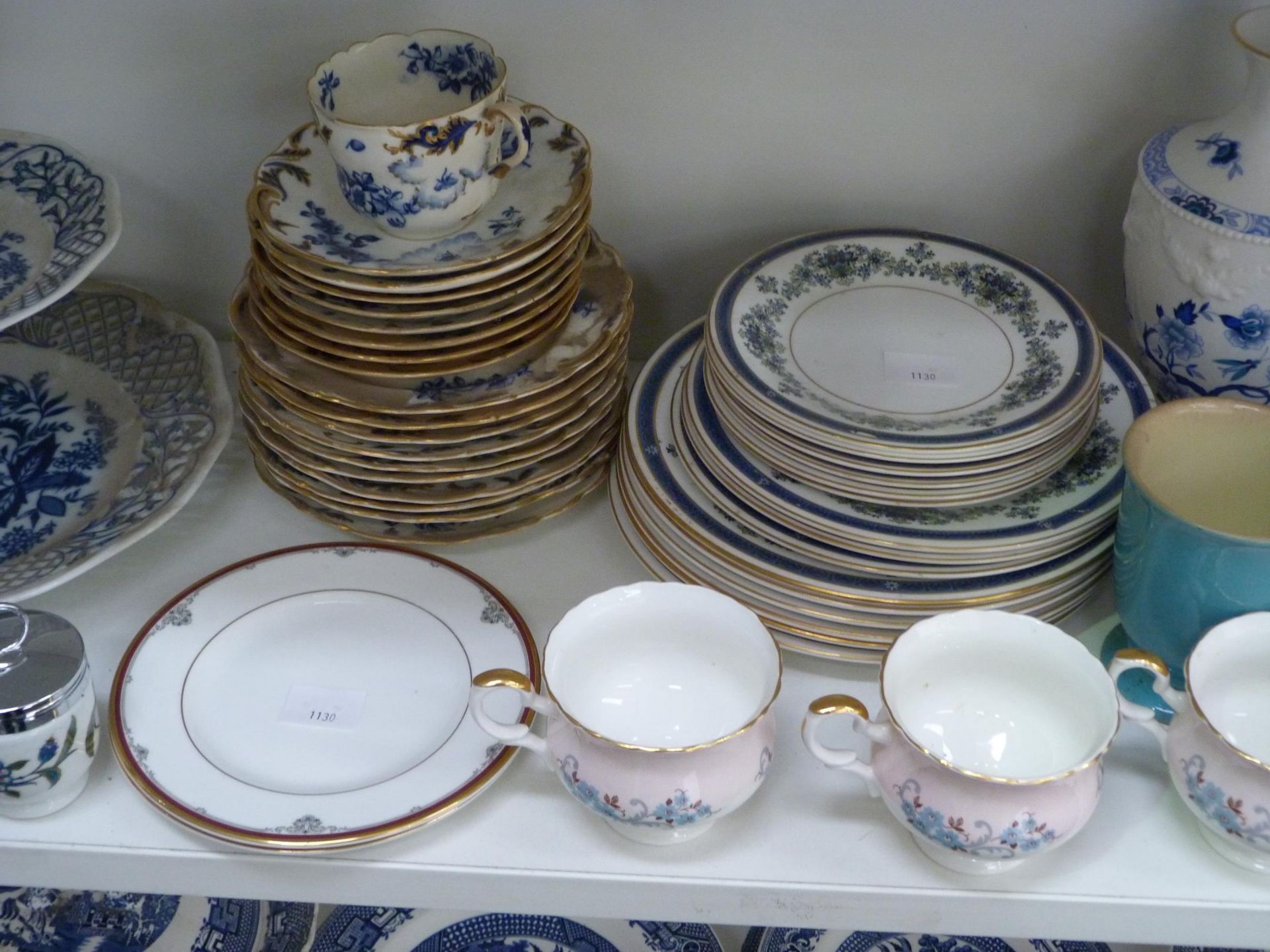 Three shelves to contain a selection of Blue & White Tableware/Ornaments to include Royal Doulton ' - Image 4 of 5