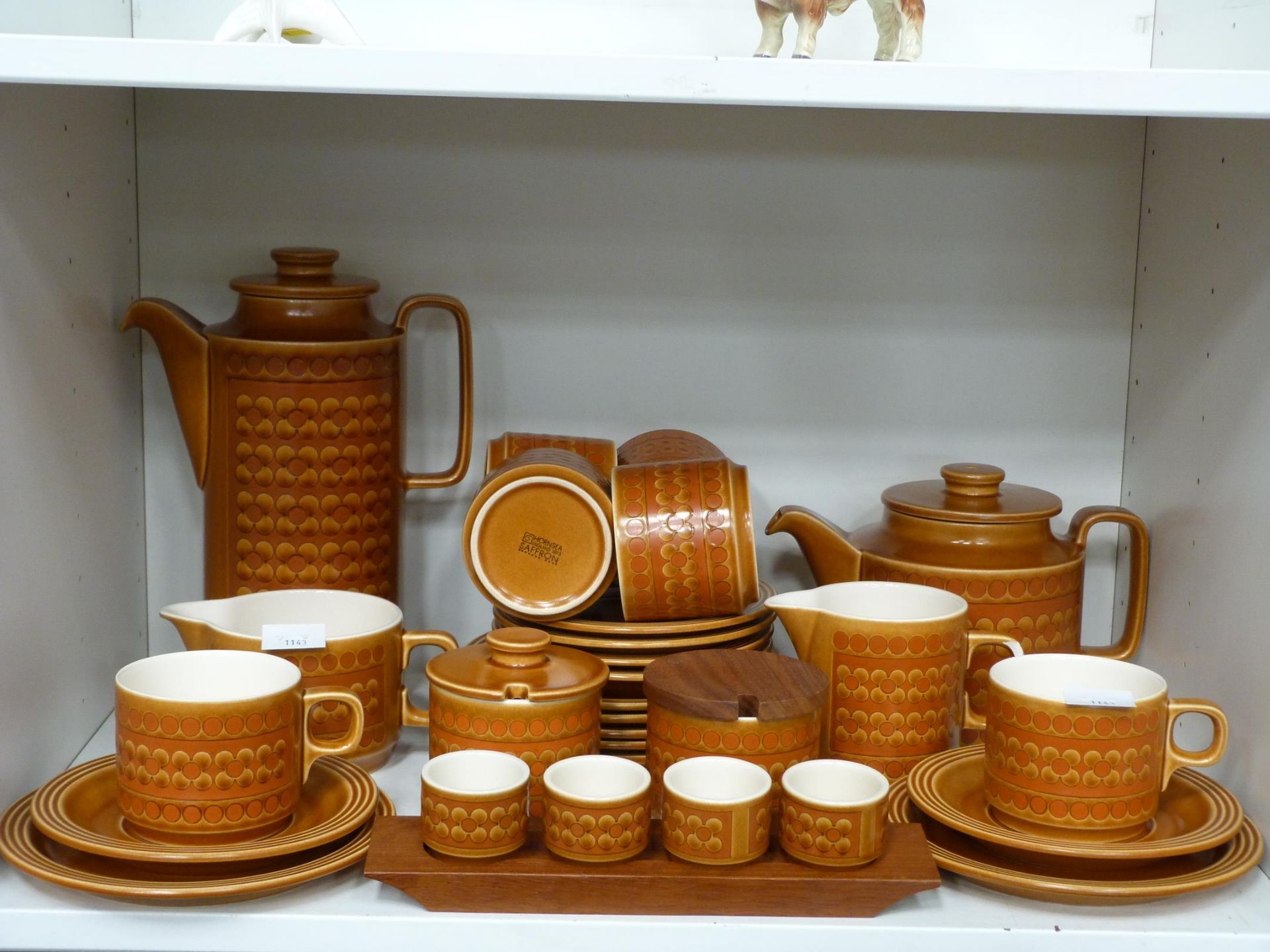 A 'Full Set' of Hornsea 'Saffron' Pottery to include a coffee , Tea and Dinner Service (chipped milk