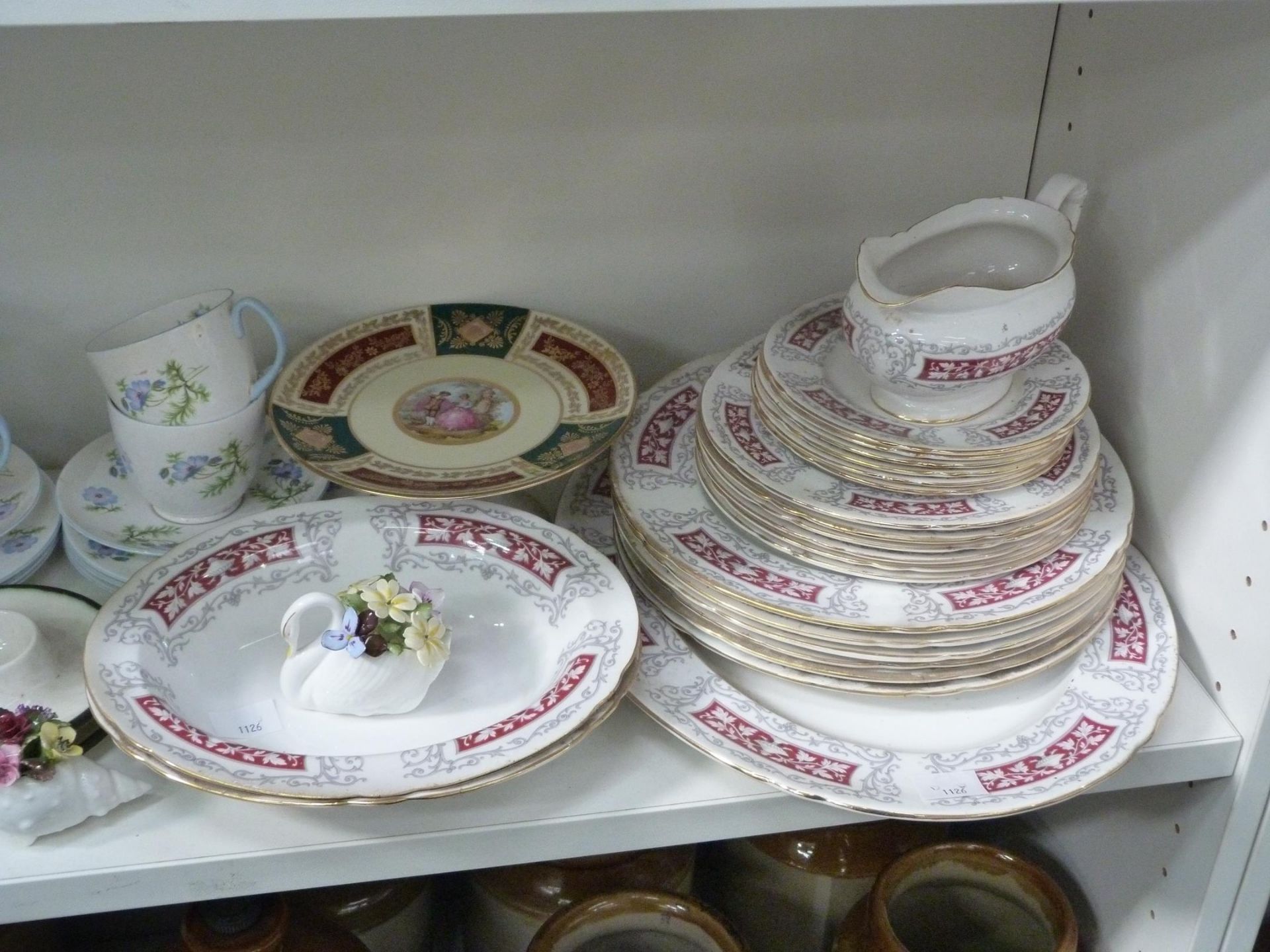 Two shelves to contain an assortment of ceramic tableware to include Poole, Shelley, Royal Albert ' - Image 4 of 5