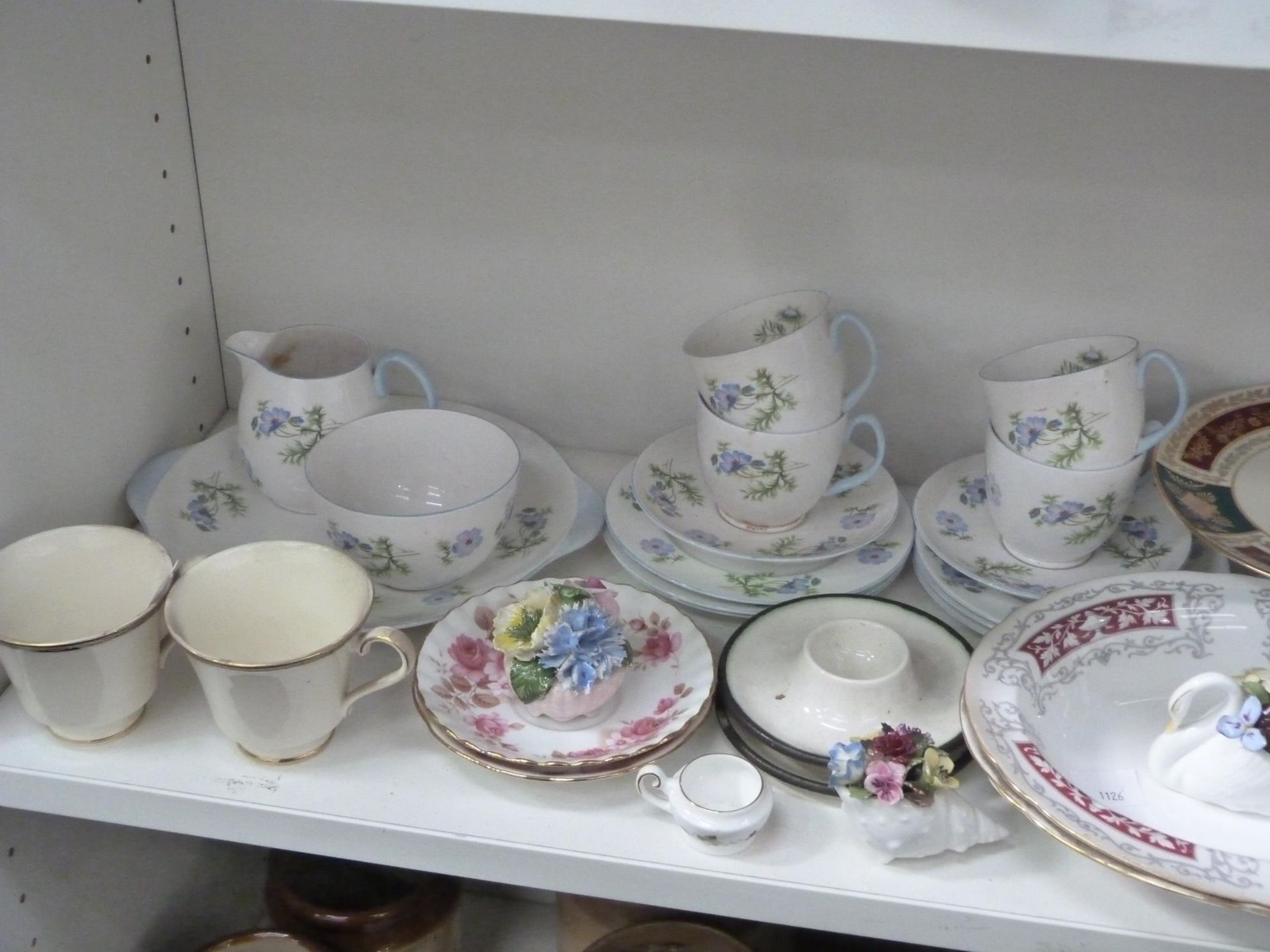 Two shelves to contain an assortment of ceramic tableware to include Poole, Shelley, Royal Albert ' - Image 5 of 5