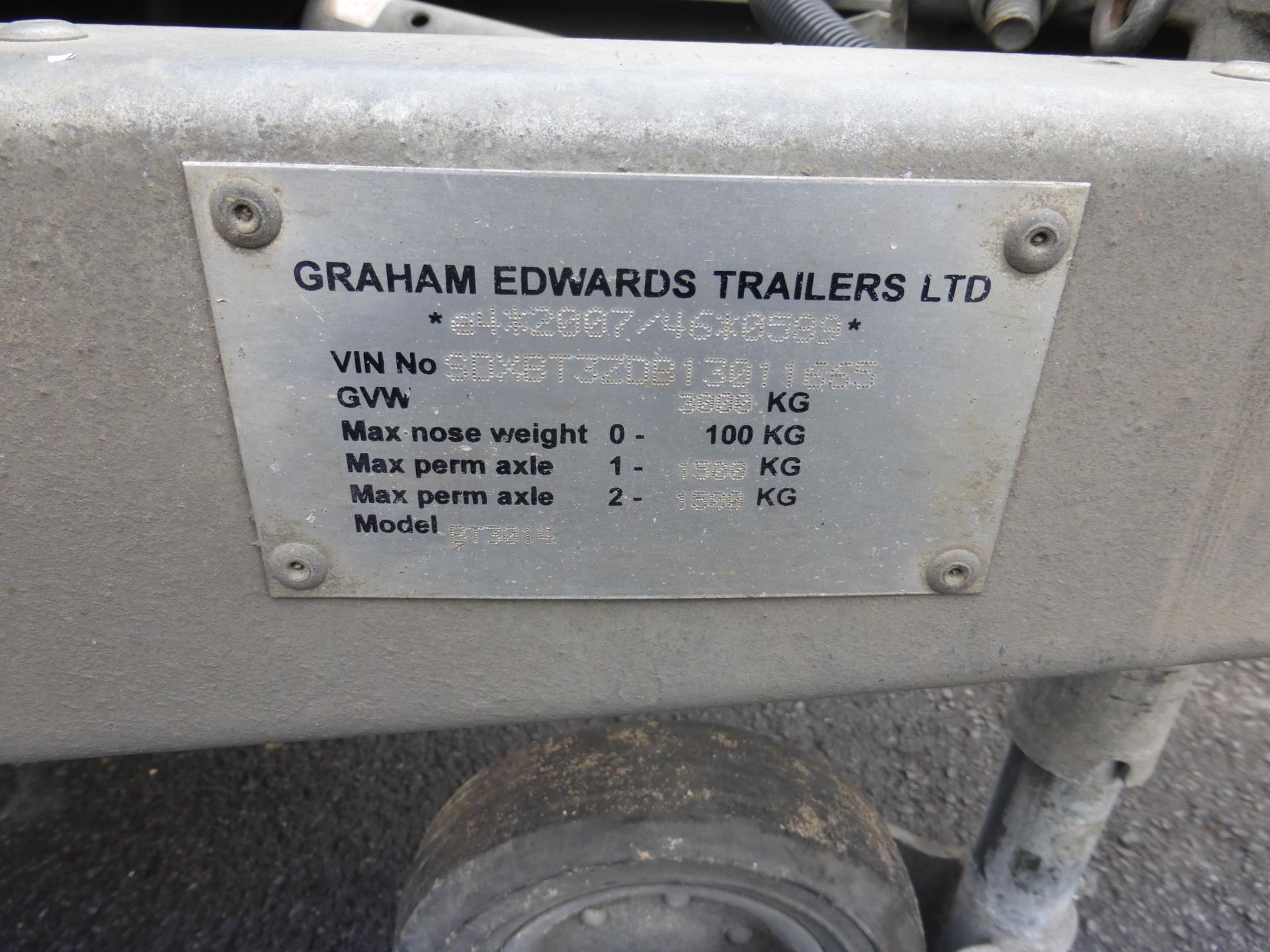 Graham Edwards 2012 Model BT3014 Flat Bed Galvanised Twin Axle Trailer, Vin No: SDXBT32DB13011665. - Image 4 of 9