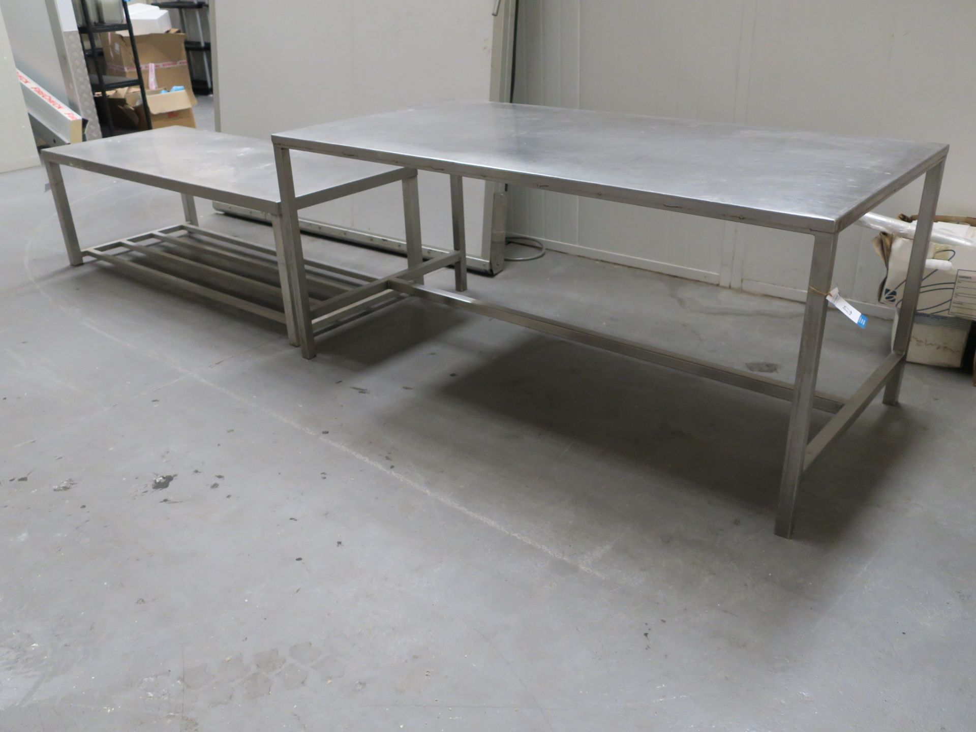 * 2 x Stainless Steel Prep Tables (1.82 x 0.76 x 0.6m H/ 1.96 x 0.95 x 0.86m H) Please note this lot - Image 2 of 2