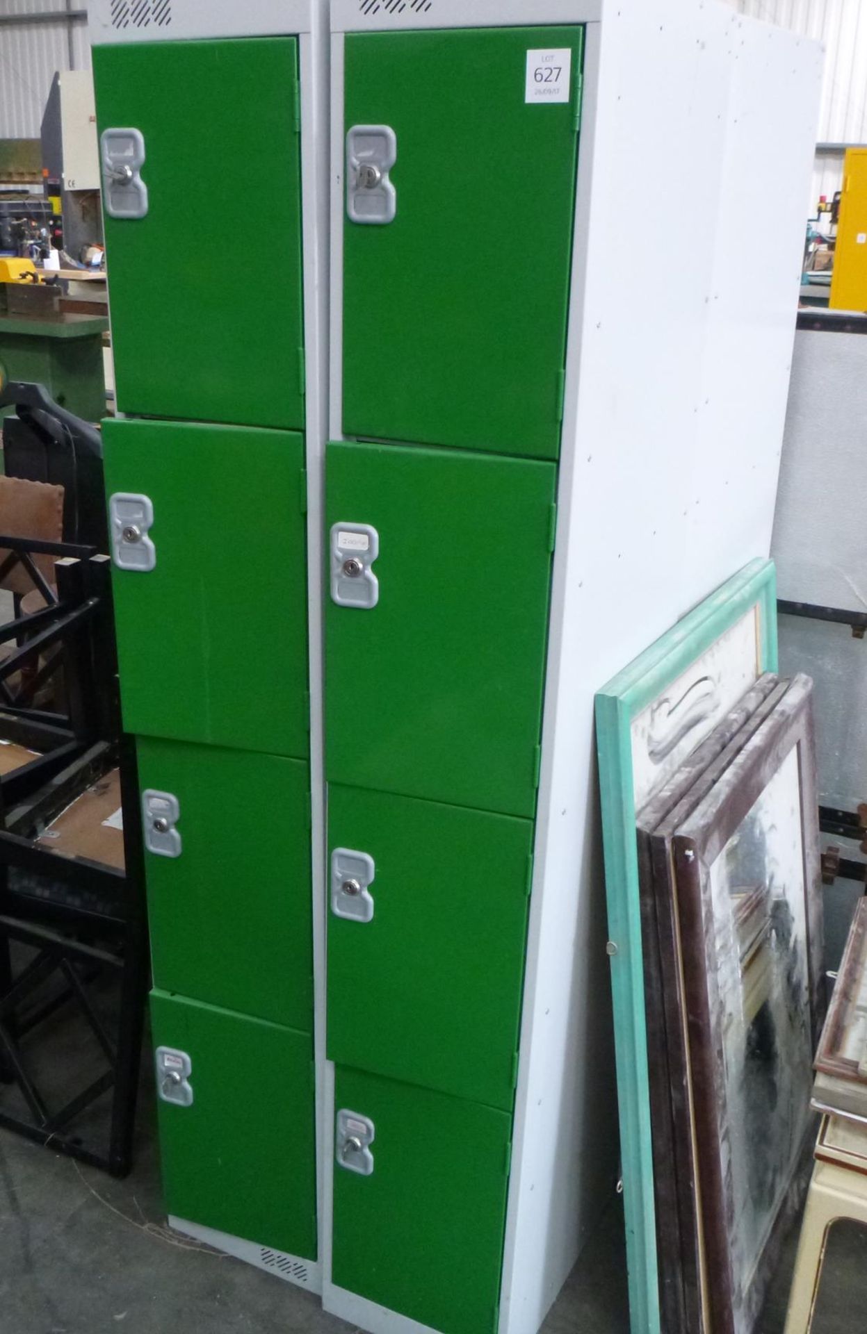 4 x 4 Door Personnel Lockers in Green (some Keys missing).