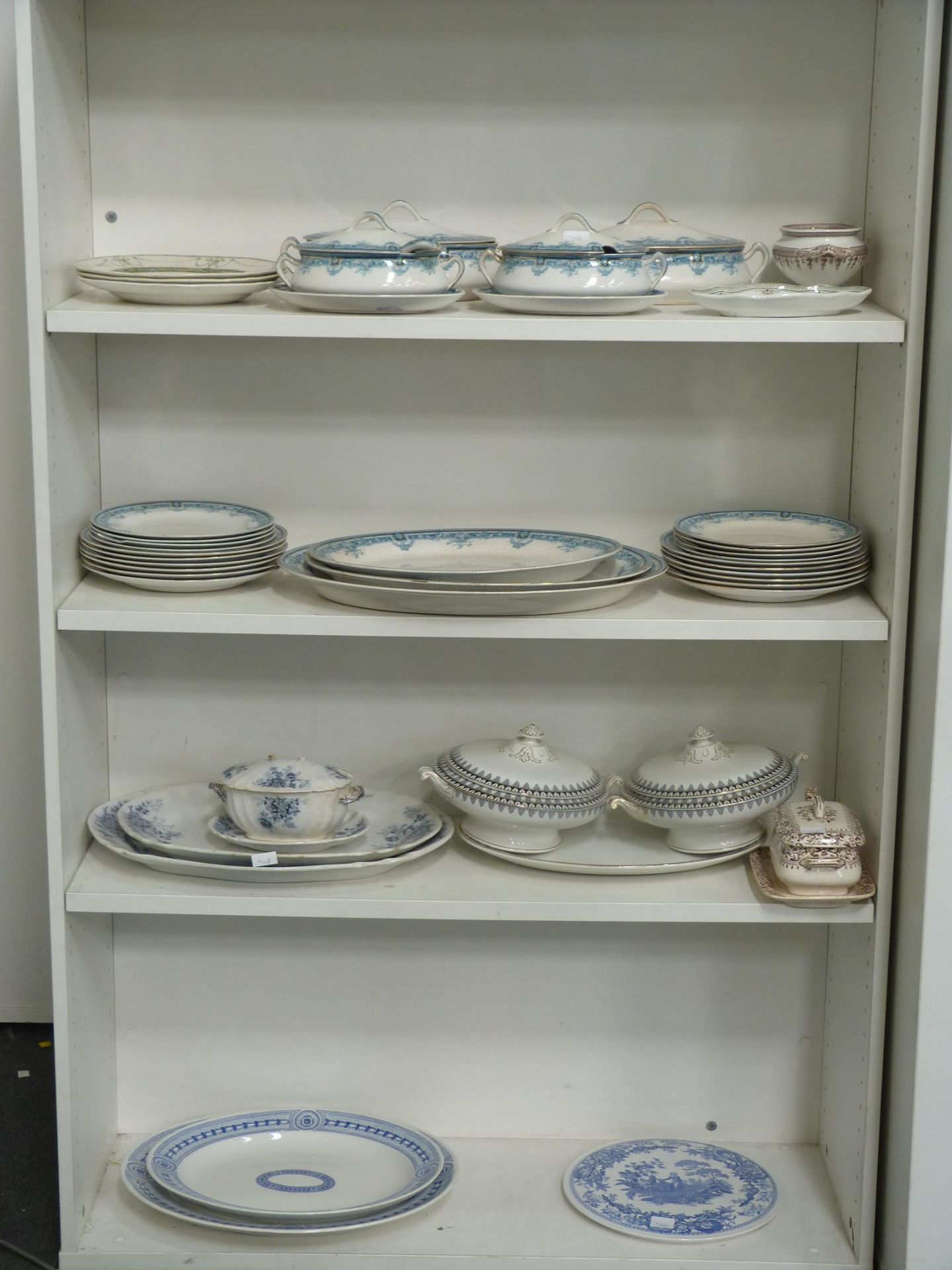 Five shelves to contain assorted Tureens, Meat Plates and Ceramic Tableware etc (est £20-£40) - Image 2 of 7