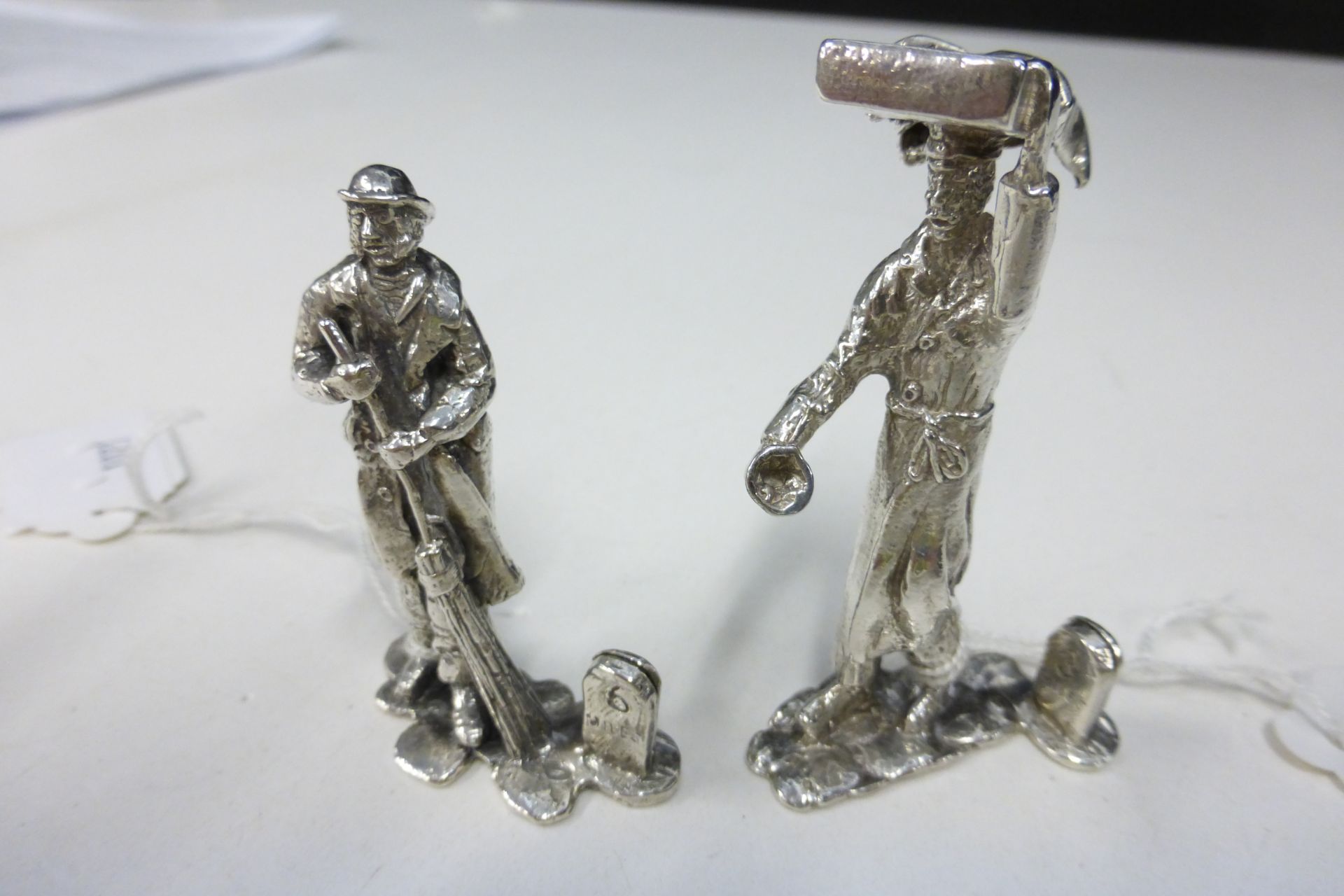 Two hallmarked Solid Silver 'Cries Of London' Menu or Place Card Holders- The Muffin Man (approx