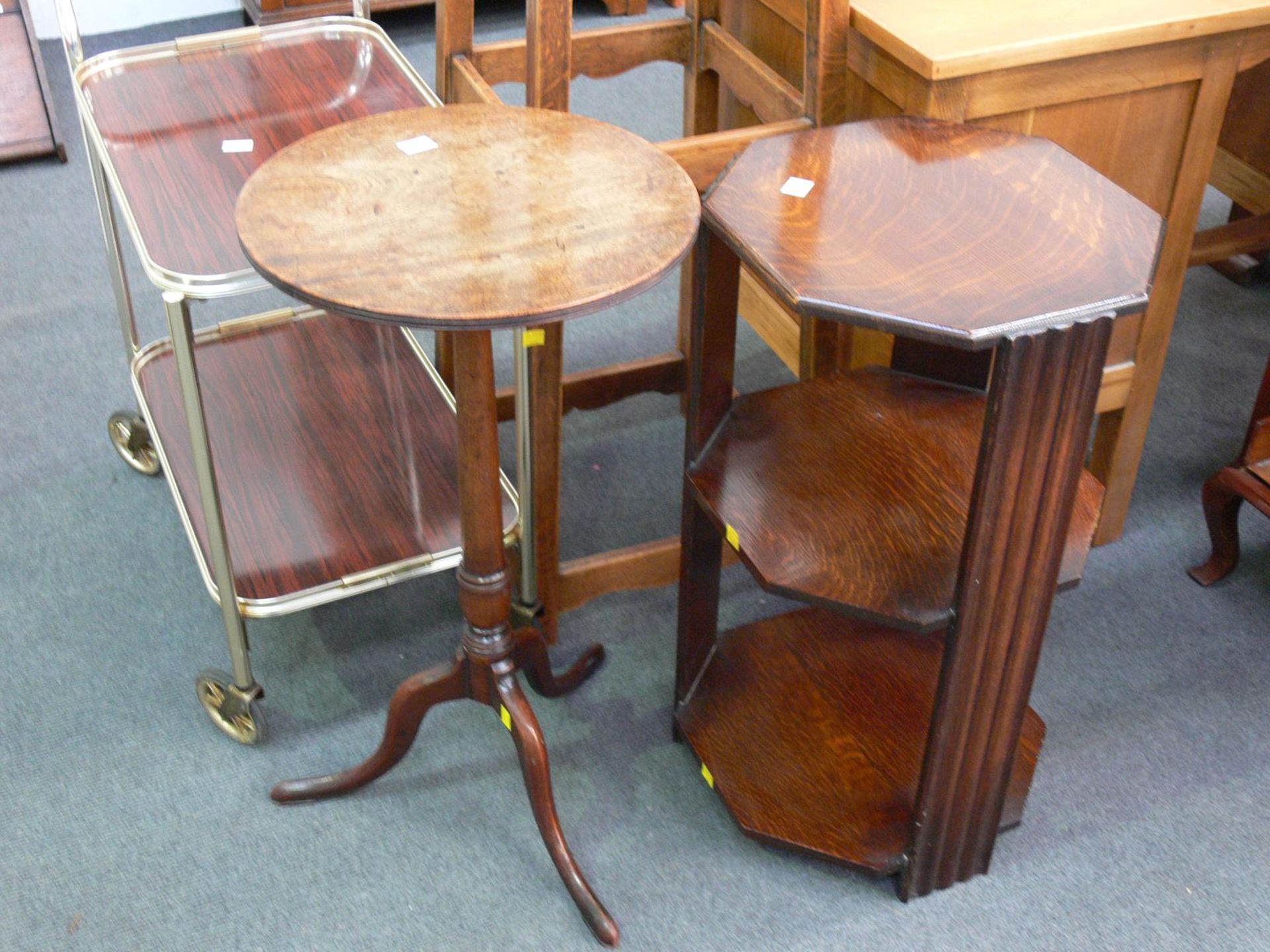 A tall Coat/Hatstand (H187.5cm W40cm D40cm) together with a Octagonal Occasional Table with two