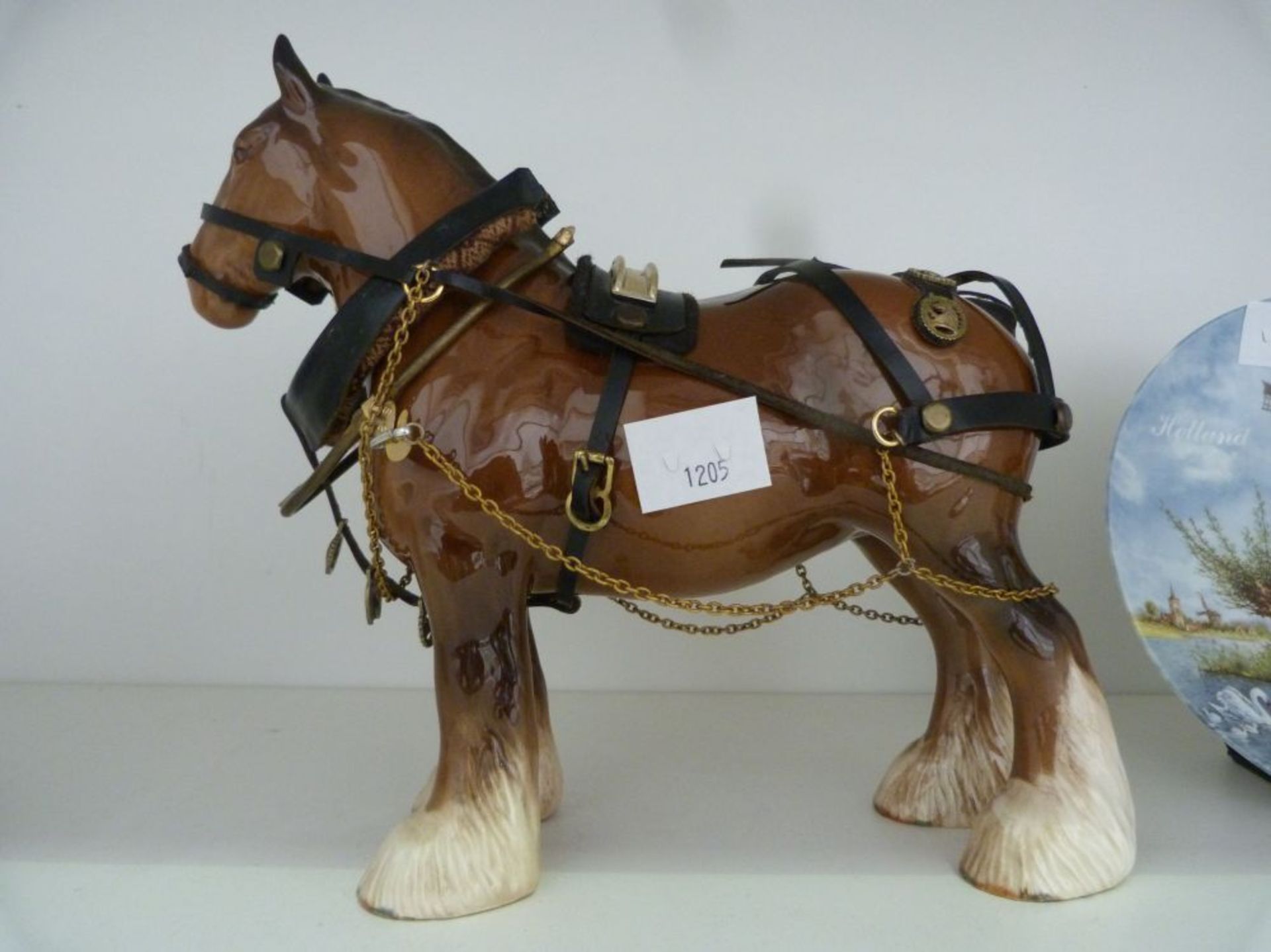 A Beswick Shire Horse in Harness (H21cm) together with a Royal Schwabap Plate, Hornsea Pottery ' - Image 2 of 6