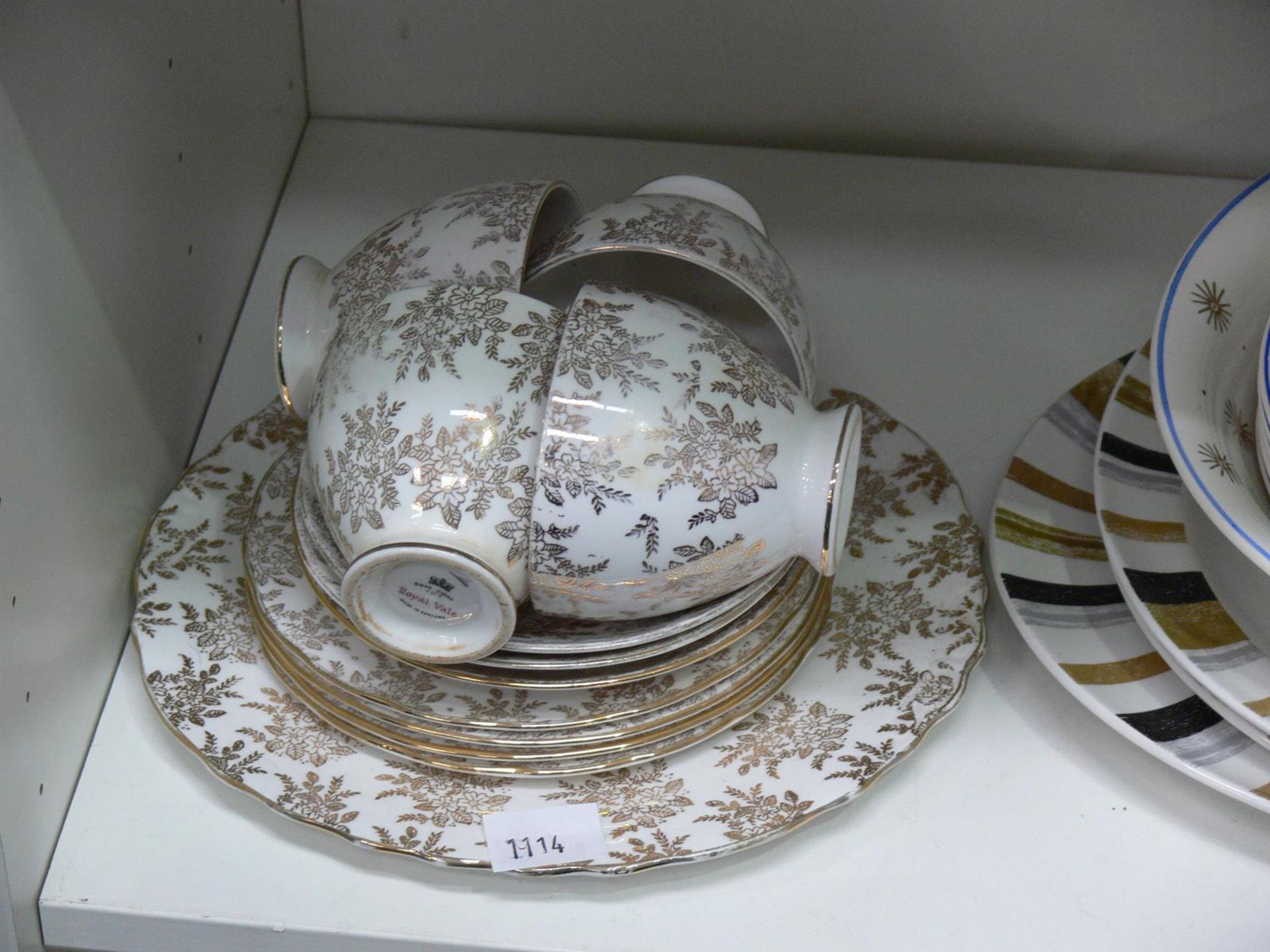 Five shelves to contain an assortment of Tea Services to include Colclough (40+), Alfred Meakin ' - Image 4 of 6