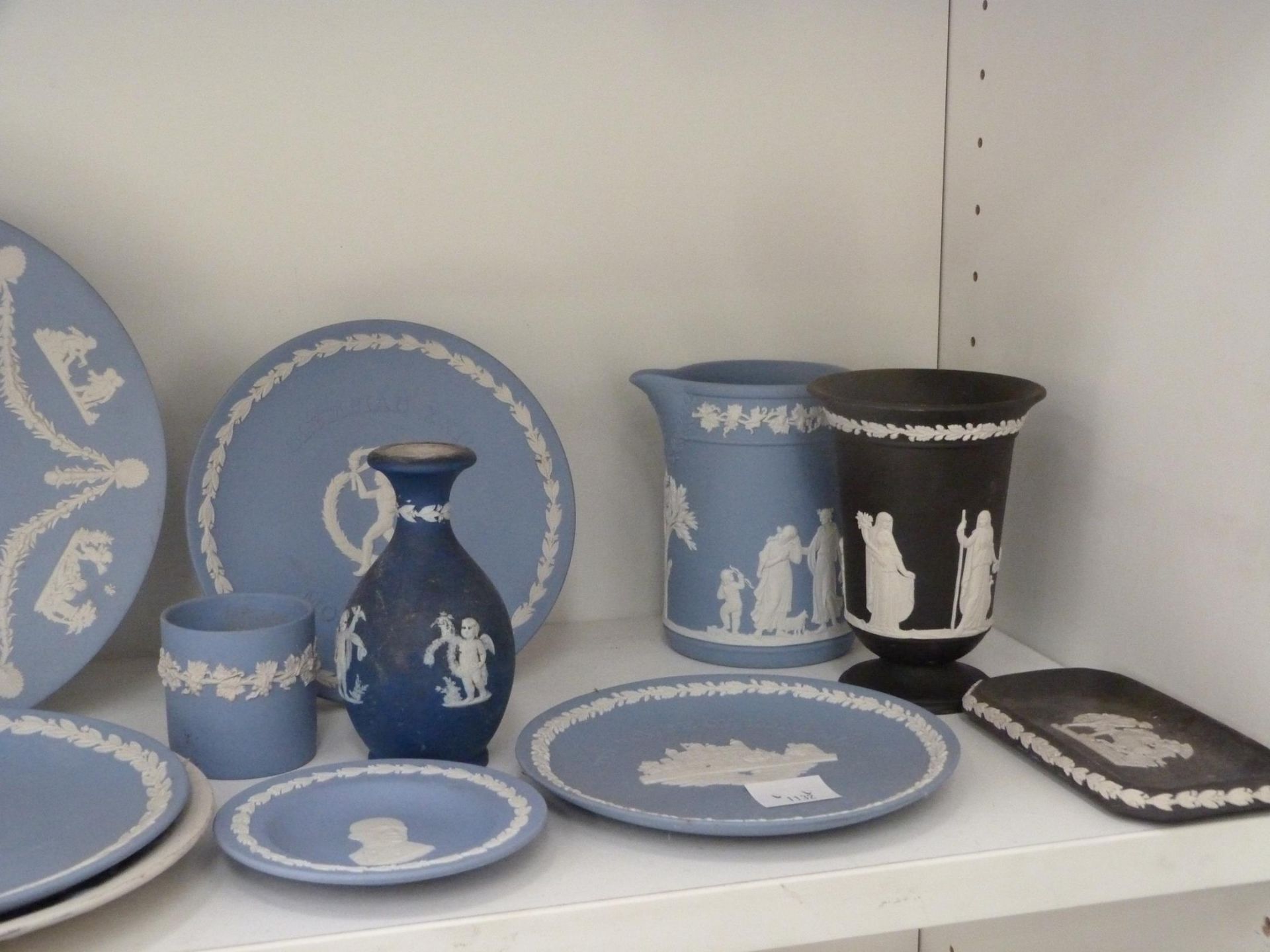 Two shelves to contain an assortment of Wedgwood, including two young girl figurines, 'Ireland' lady - Image 7 of 7