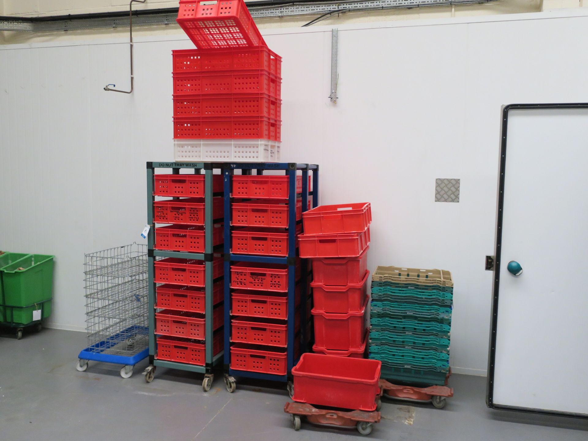 * 6 x Plastic Trollies and a qty of Plastic Trays and Wire Trays