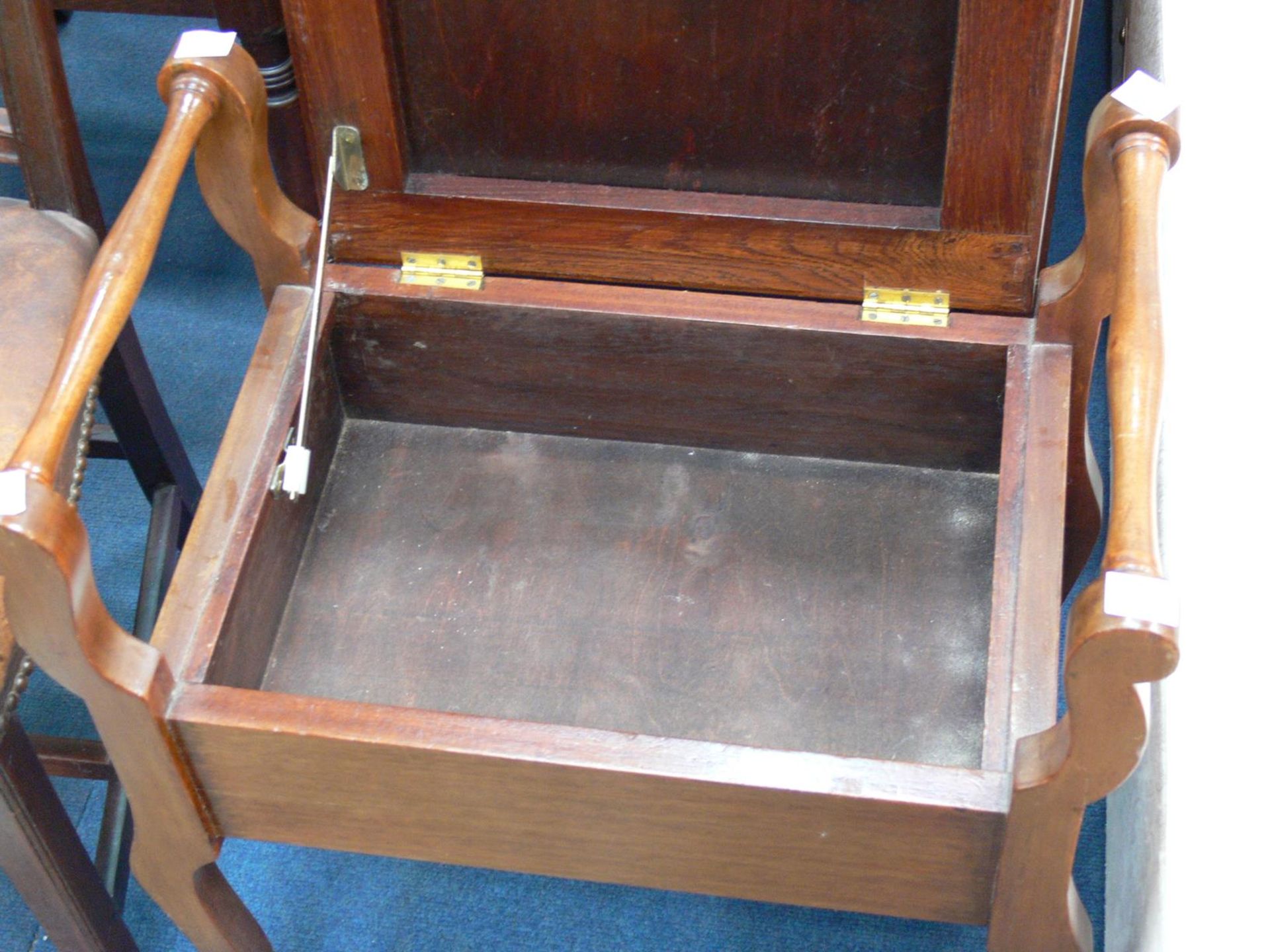 A wooden piano Stool with upholstered folding Seat. (H60cm W56cm D35cm ) (Est. £20 -£30) - Image 2 of 2