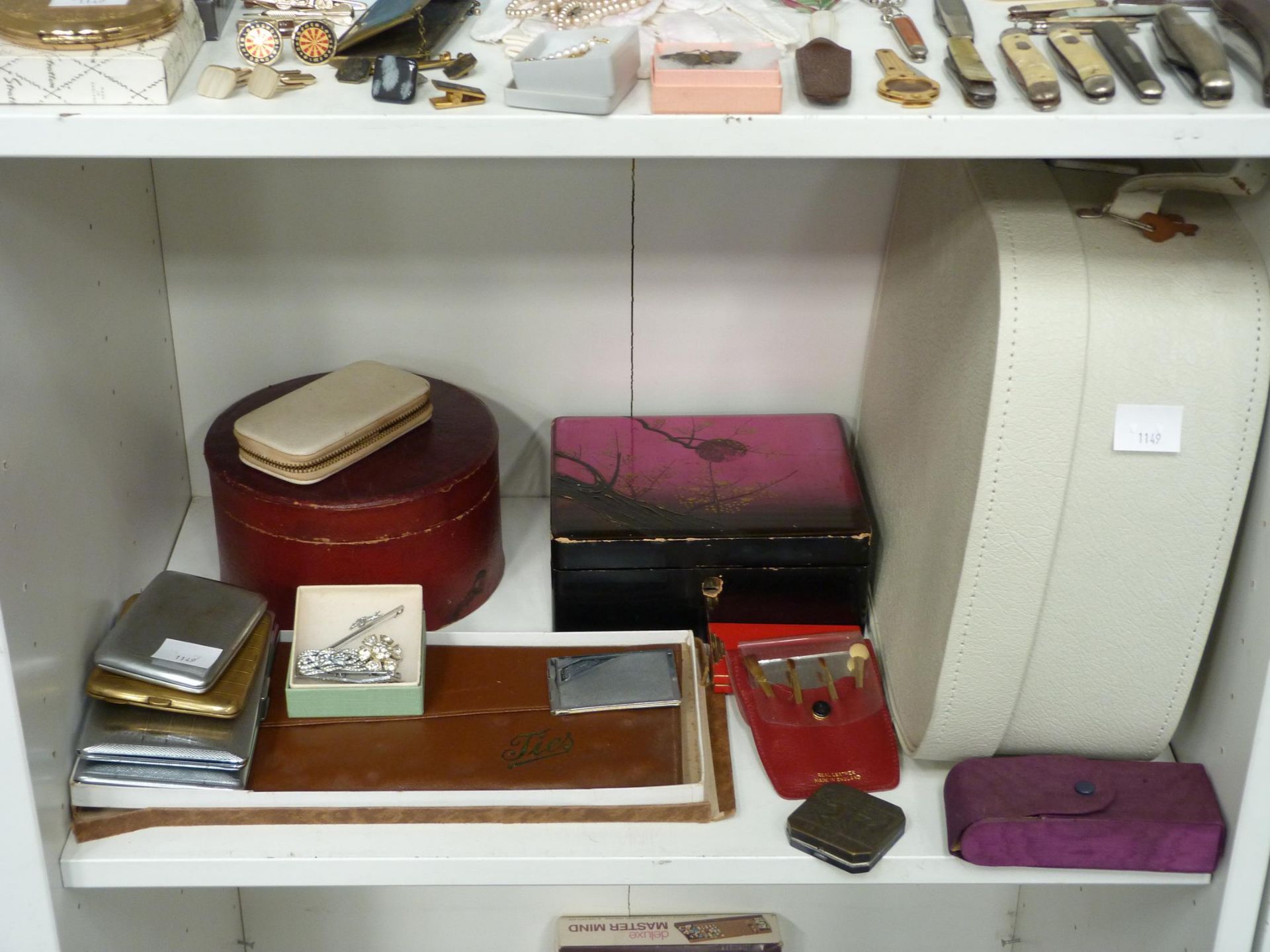 Two shelves to contain pen knives, Cuff Links, Storage boxes, Cigarette Cases etc. (Est. £20 - £30) - Image 2 of 4