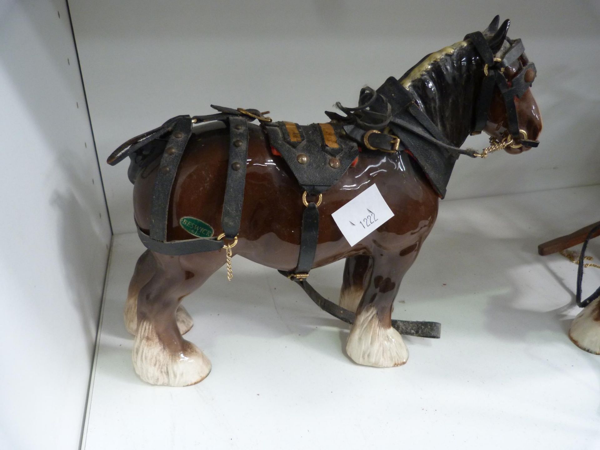 Two Beswick Shire Horses with Four Wheeled Cart (3) (est £25-£50) - Image 2 of 6