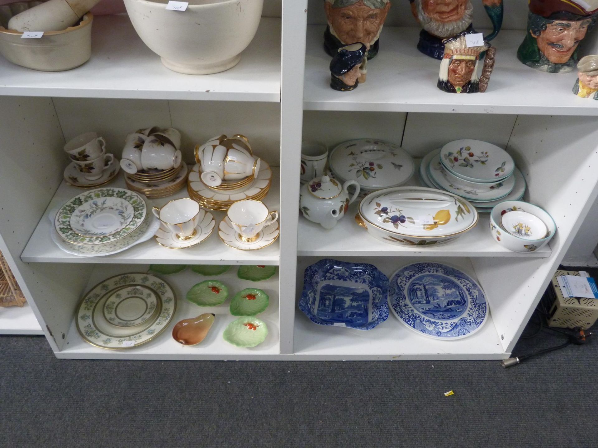 Four shelves to include an assortment of Ceramics such as Royal Vale Tea Set (17), Royal Albert '