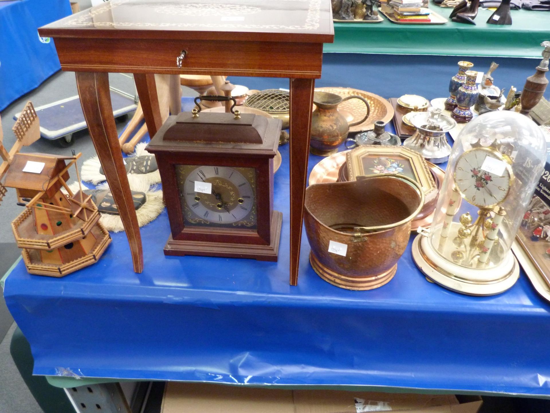 A mixed selection of collectable items to include a small Lacquered Table (lockable with key), Clock - Image 2 of 3